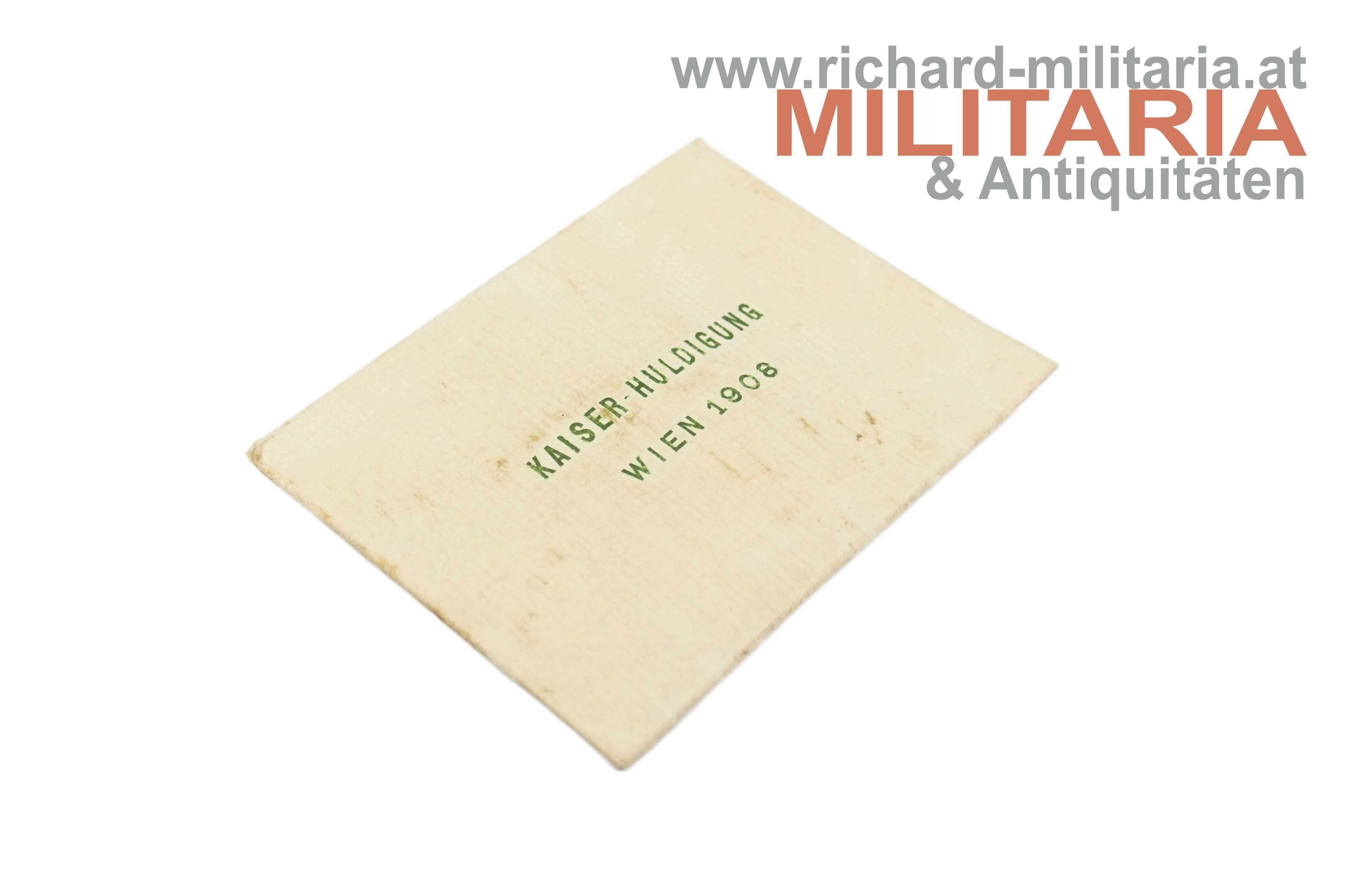 Kaiser-Huldigung Wien 1908 - Medaille mit Tüte