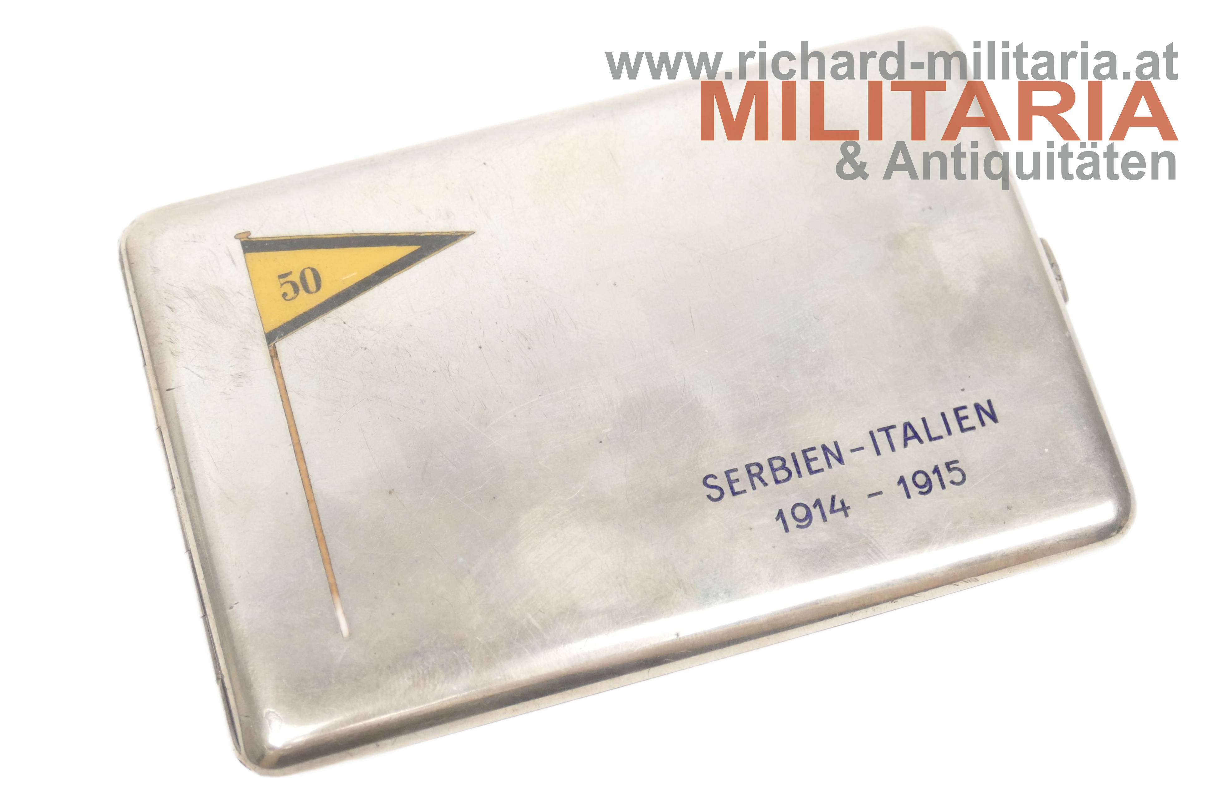 k.u.k. Zigarettenetui - ITD. 50 - FML Kalser v. Maasfeld - Serbien-Italien 1914-1915