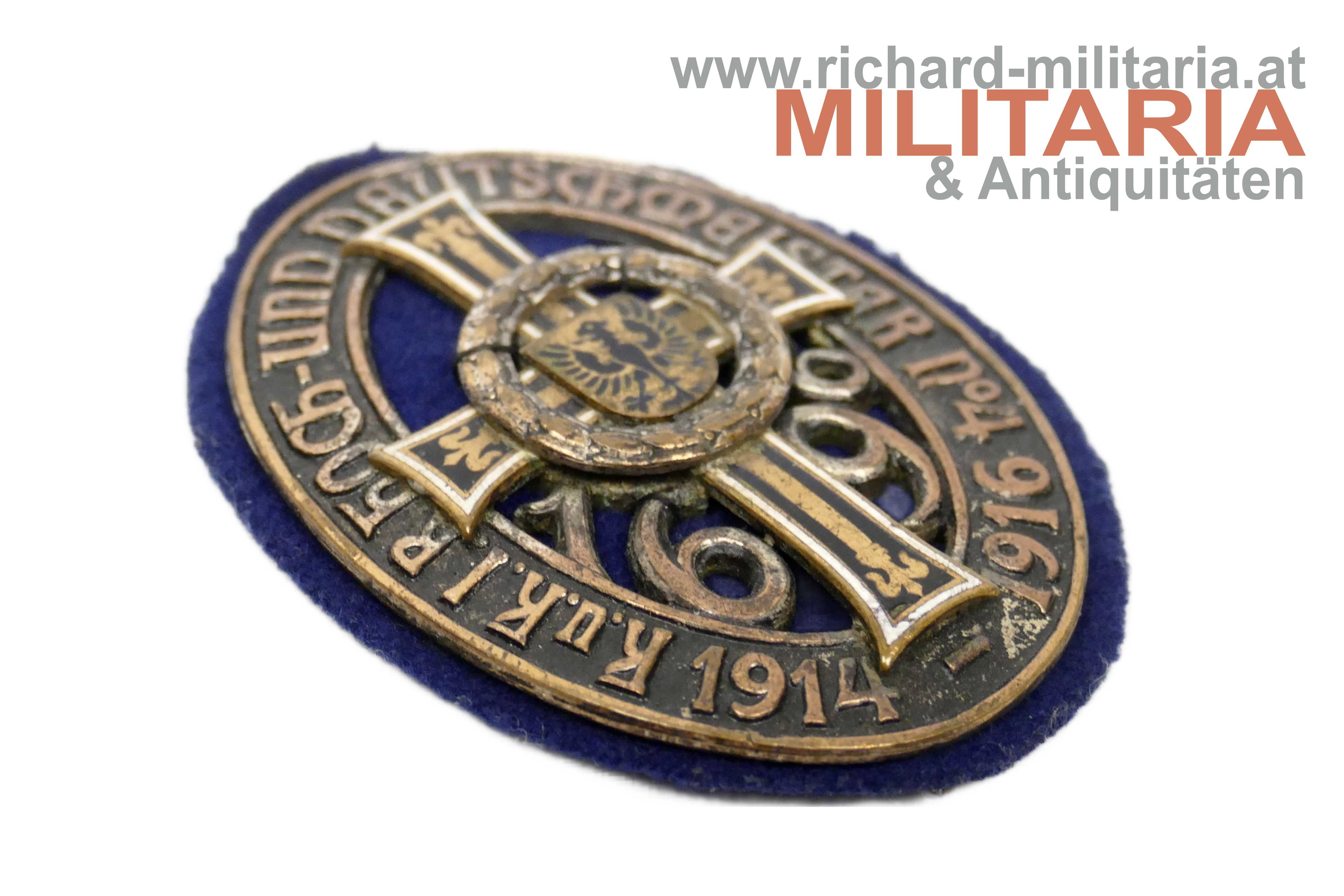 k.u.k. Kappenabzeichen IR 4 - Hoch- und Deutschmeister