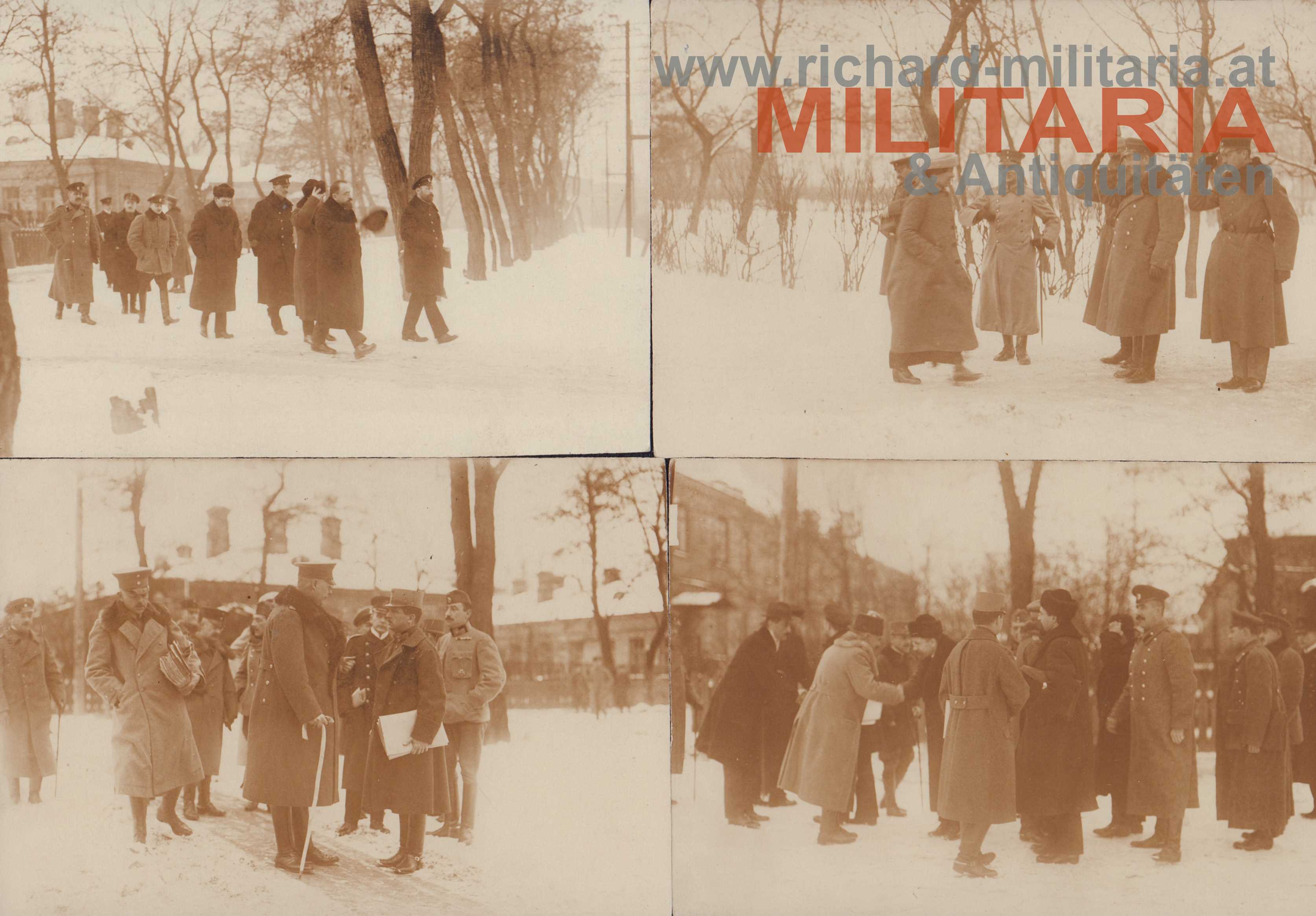 Friedensverhandlungen Brest-Litowsk 1918 - Trotzki mit österr. u. deutschen Generälen