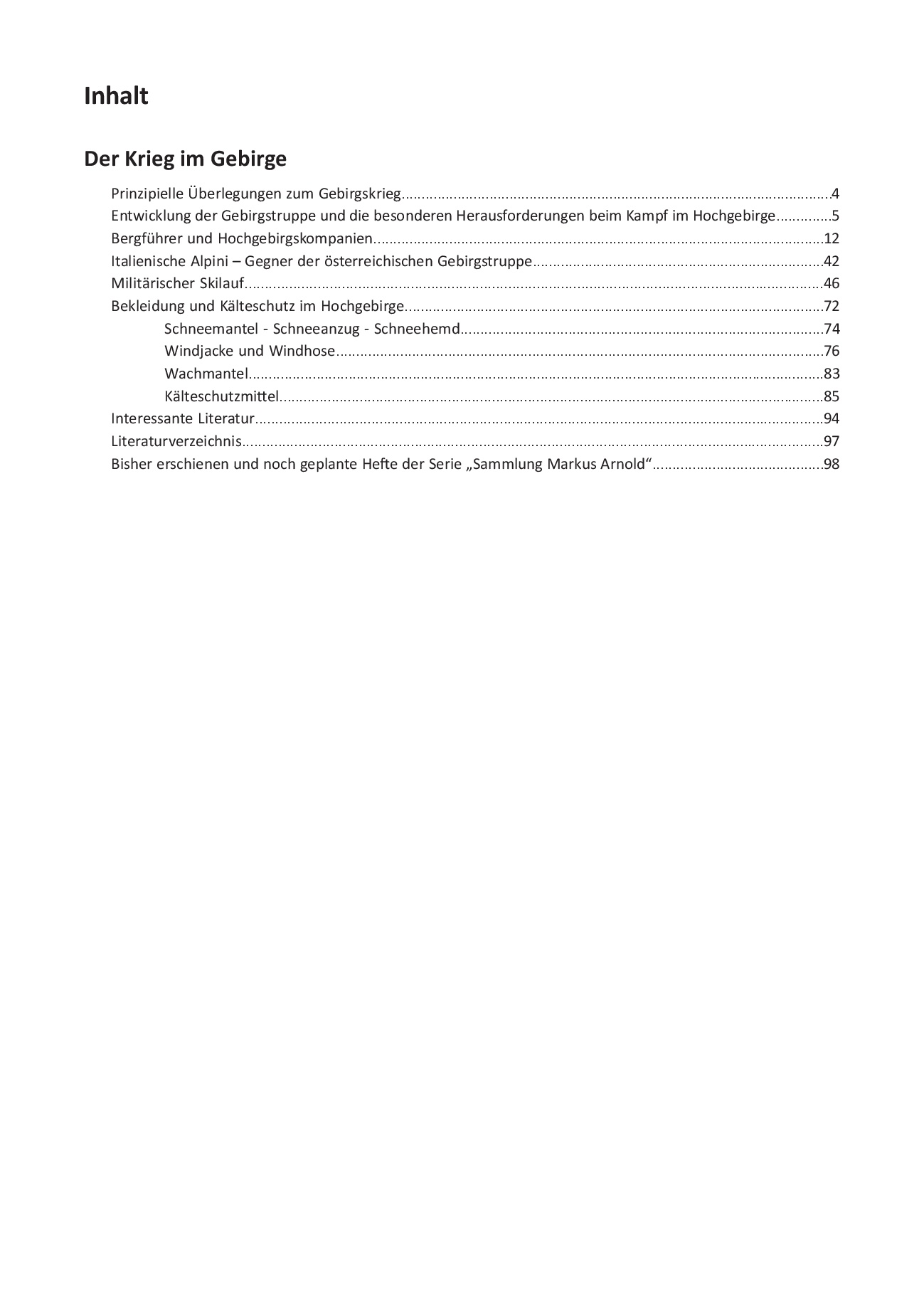 Die Sammlung Markus Arnold - Heft 3/1