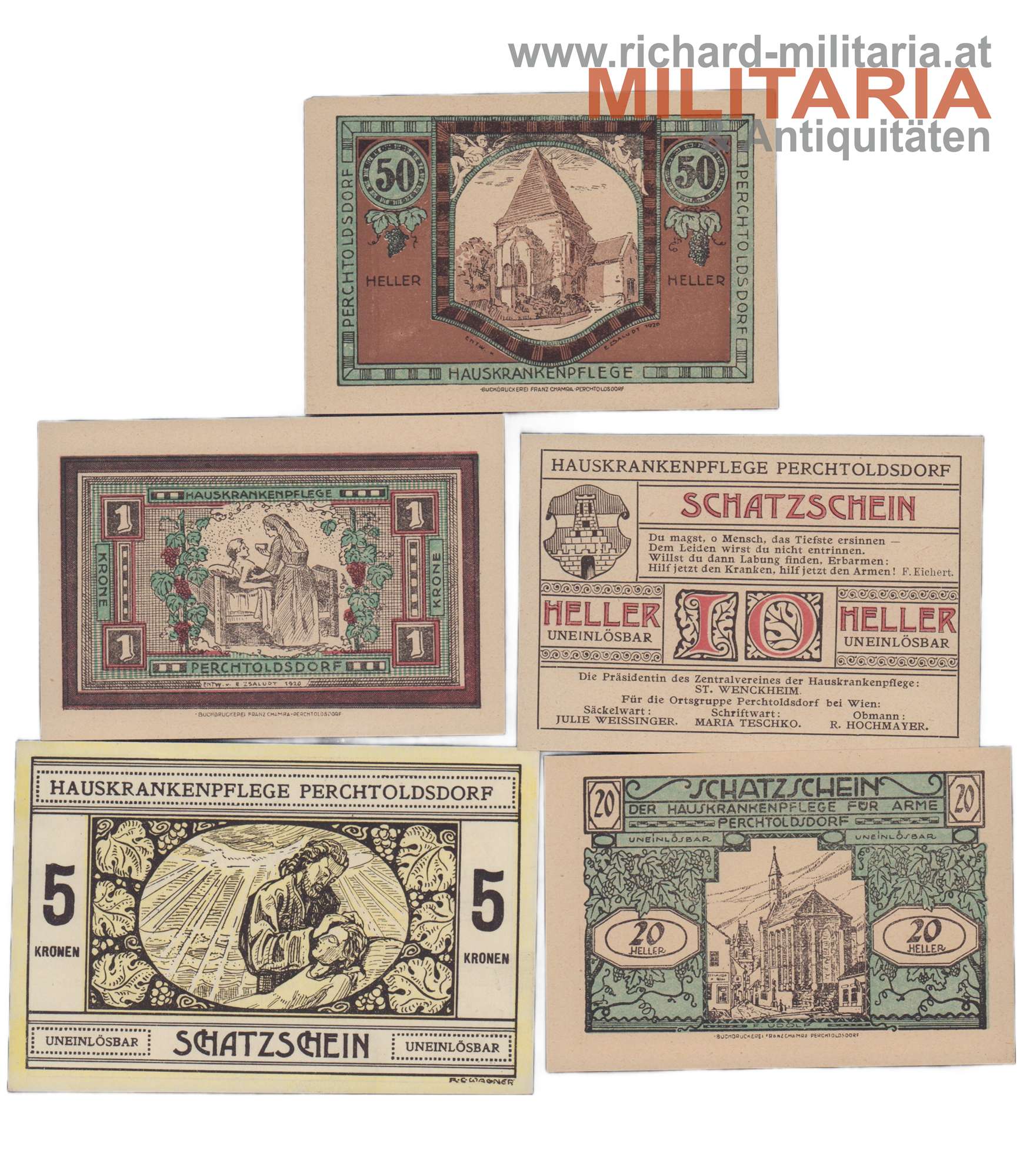 Schatzscheine/Notgeld der Hauskrankenpflege Perchtoldsdorf