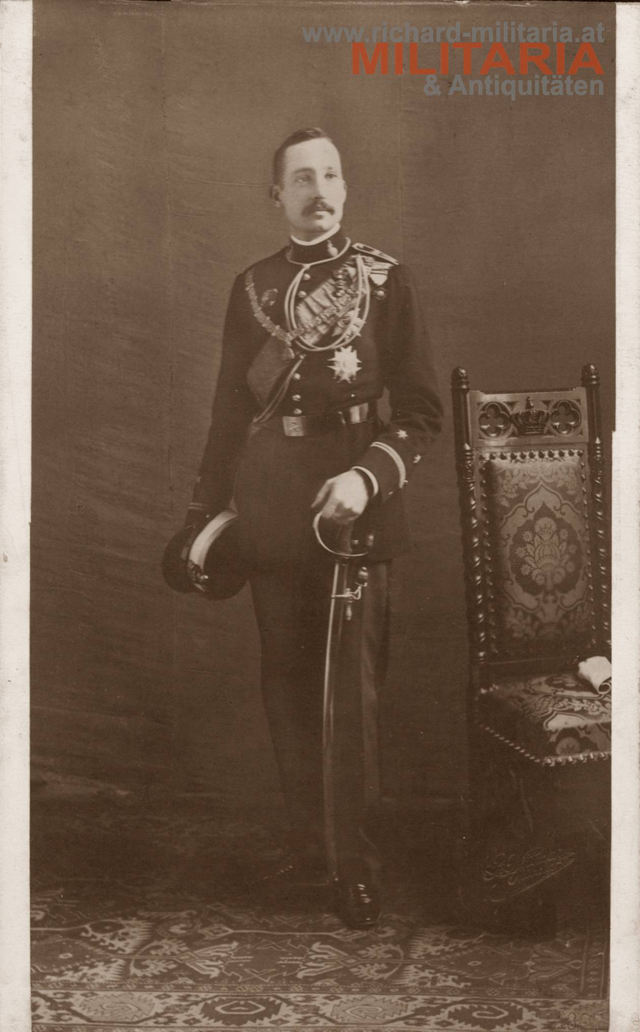 König Alfons XIII - Hartkartonfoto - Orden vom Goldenen Vlies - 1897