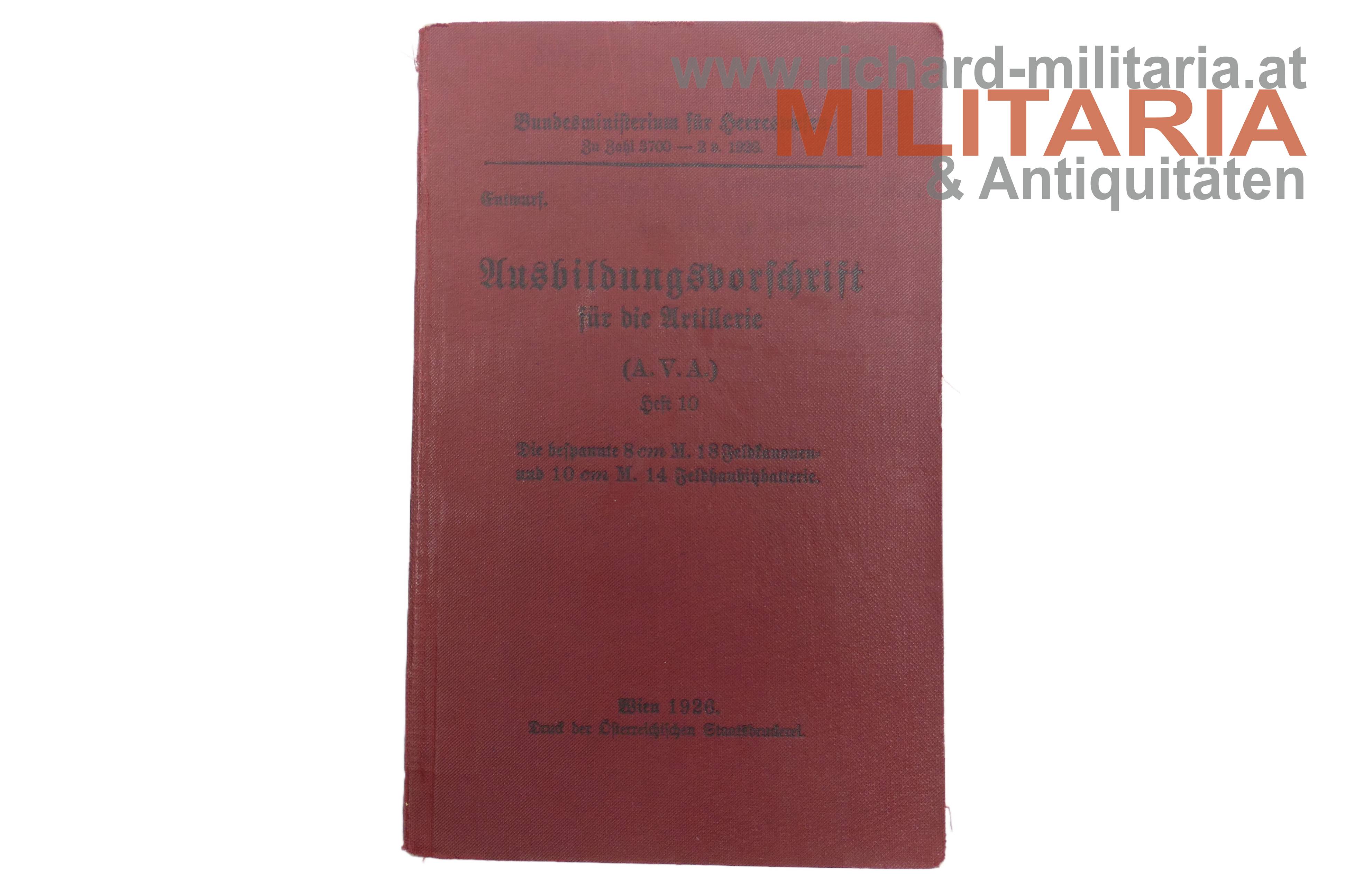 1. Republik Ausbildungsvorschrift für die Artillerie (A.V.A.)- Heft 10