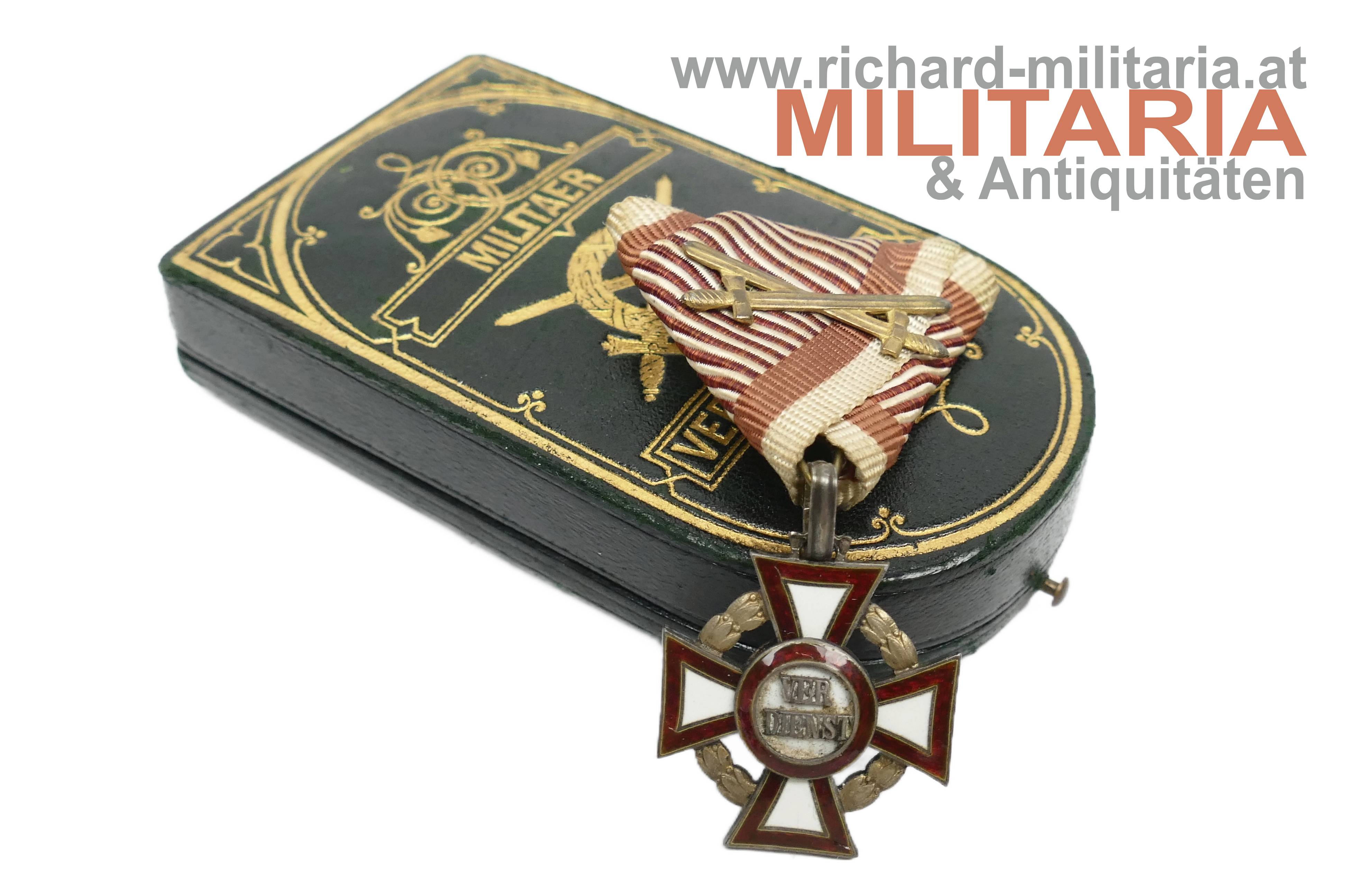 k.u.k. Militärverdienstkreuz 3. Klasse KD + Schw. im Luxusetui