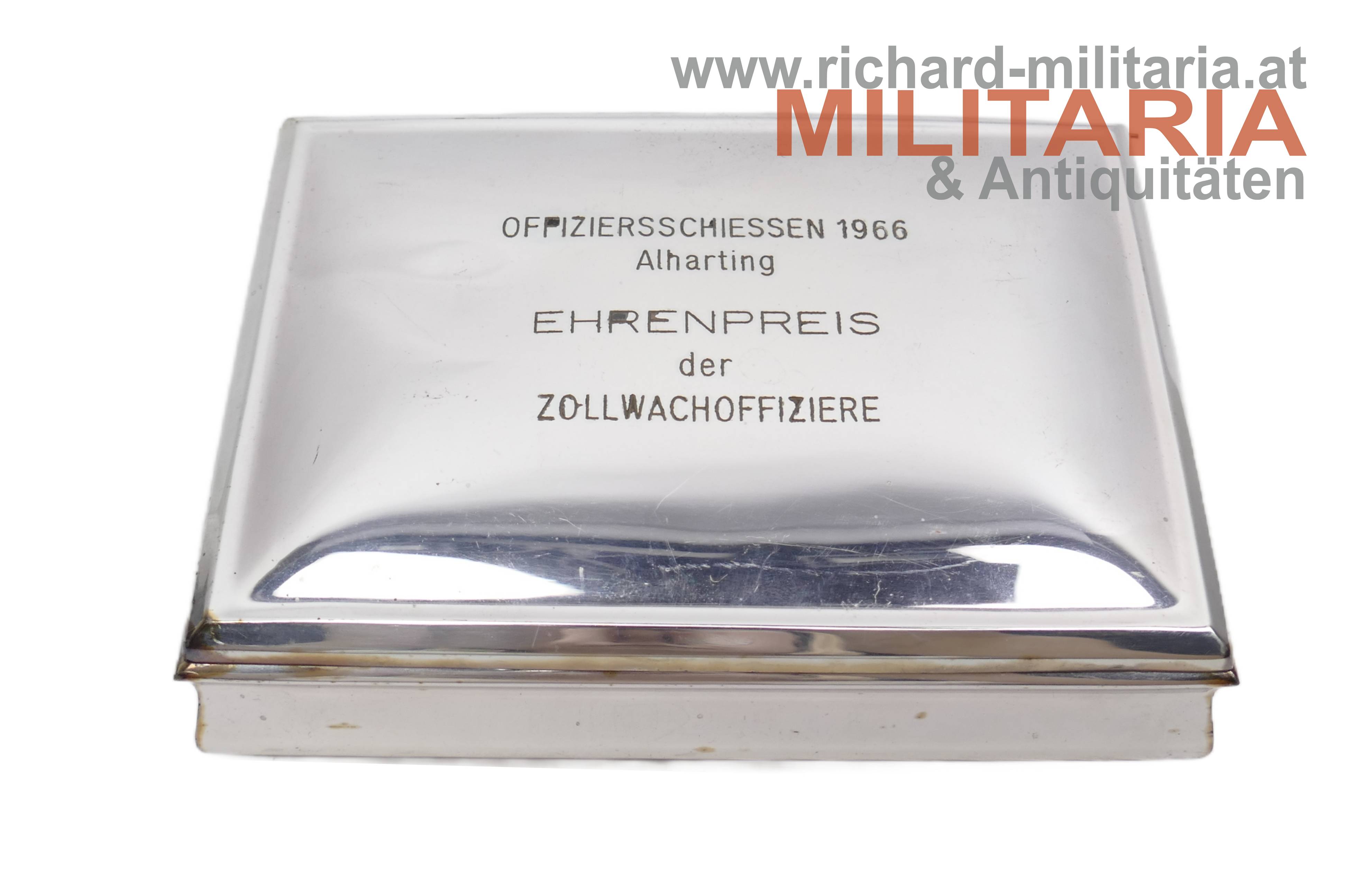 Metallschatulle - Offiziersschiessen 1966 Alharting - Ehrenpreis der Zollwachoffiziere