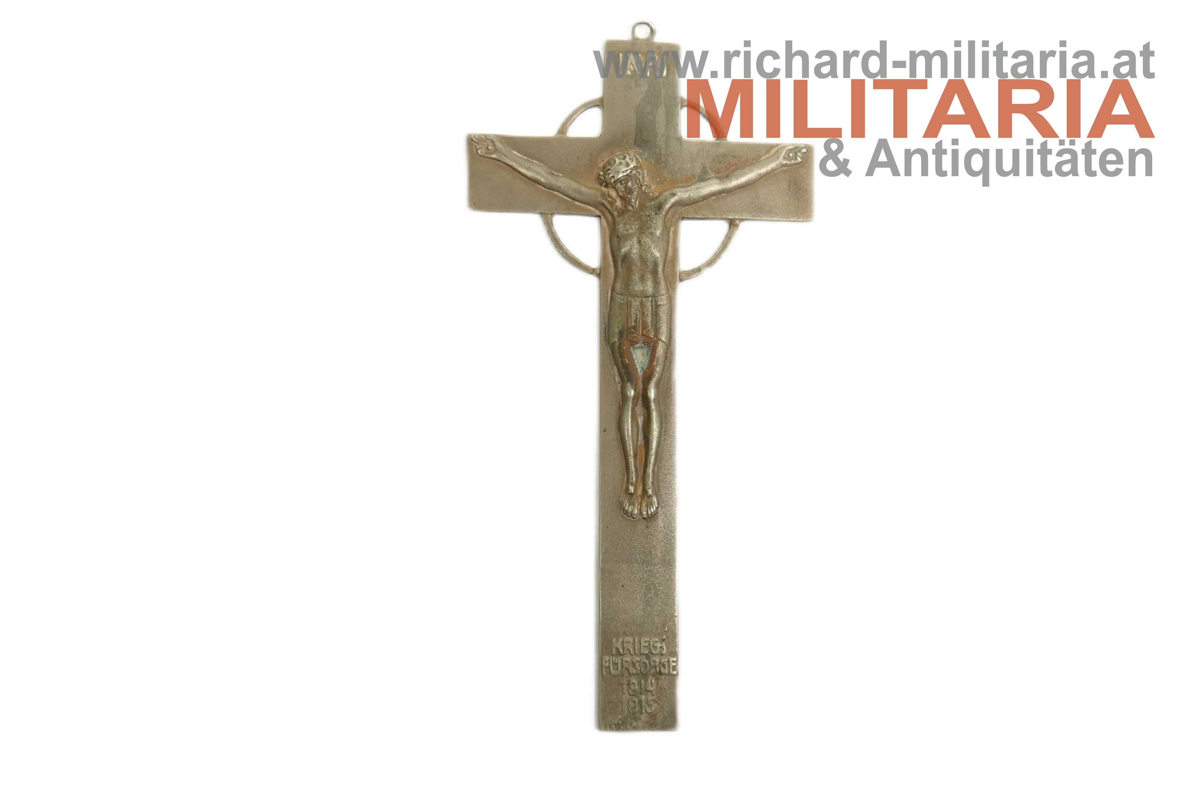Kriegsfürsorge - Kruzifix mit Widmung 1915 - Rotes Kreuz Mödling