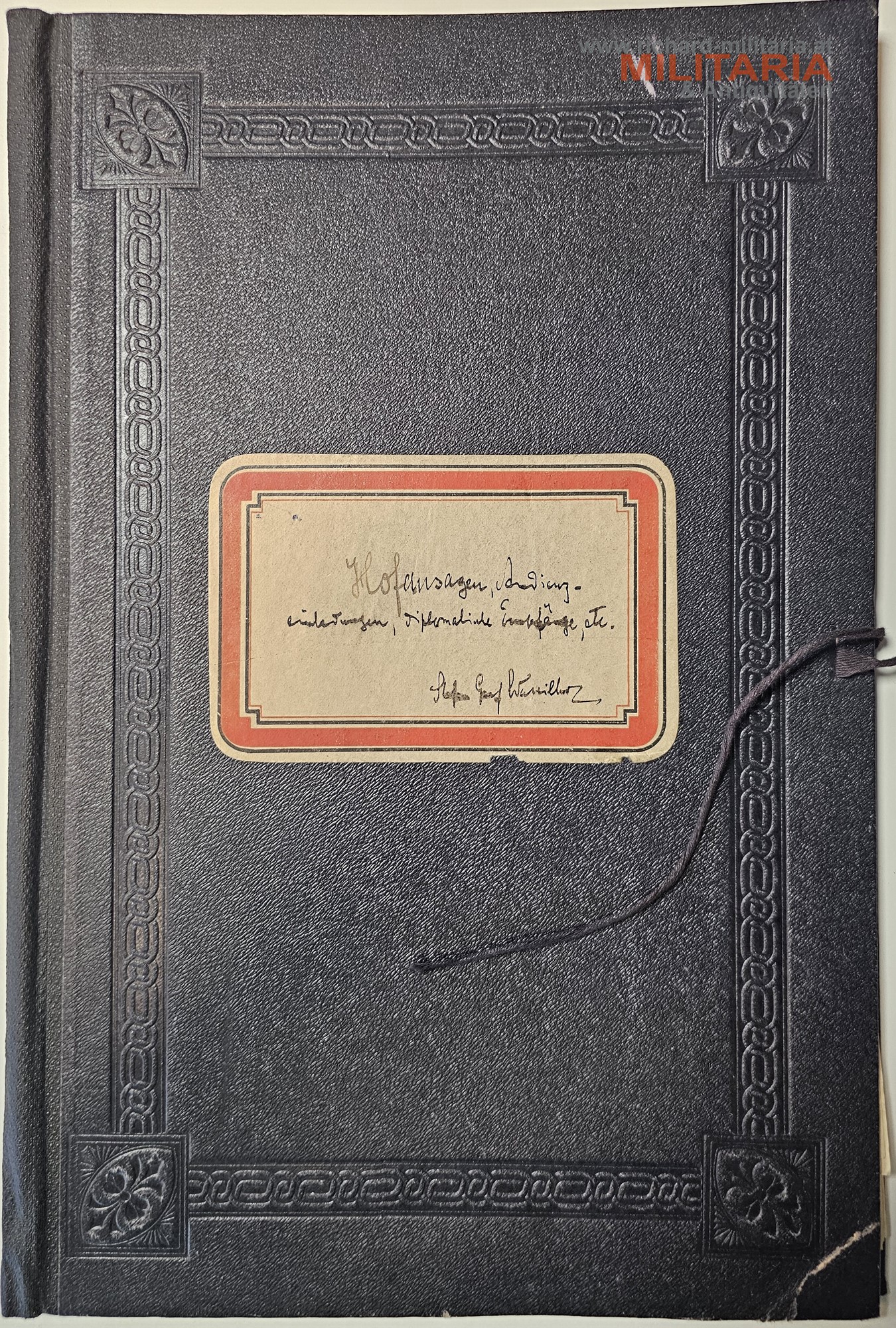 Dr. Stefan Freiherr v. Wassilko-Serecki "Hofansagen, Audienzeinladungen, Diplomatische Empfänge, etc" 