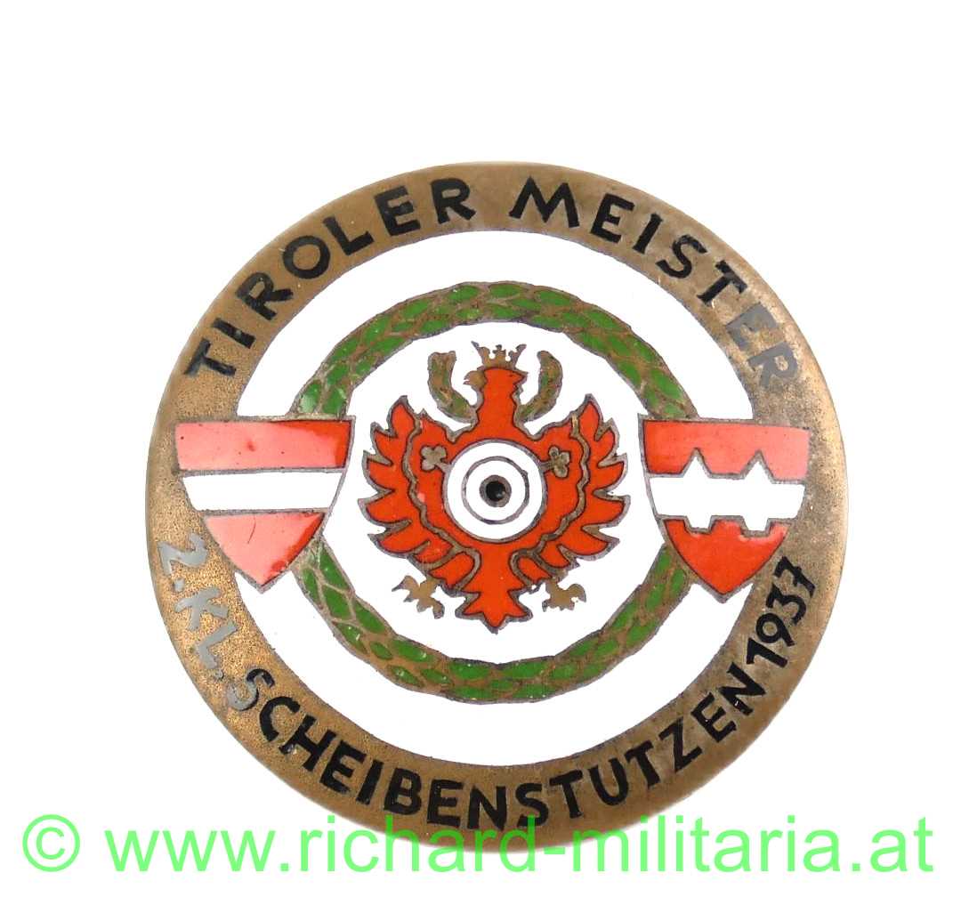 Tiroler Meister 2. Kl. Scheibenstutzen 1937 - Abzeichen
