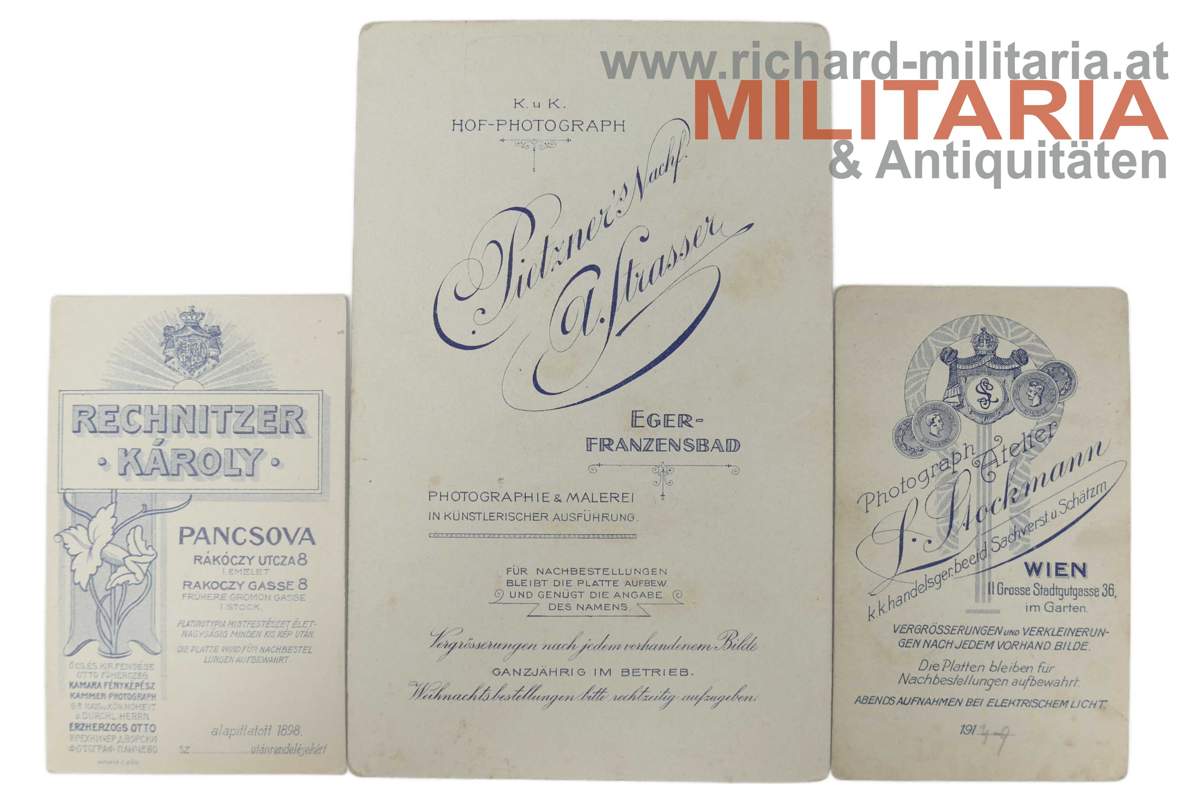 k.u.k. Hartkartonfoto-Konvolut - Mannschaftssoldaten - Sanitäter - Luftfahrttruppe