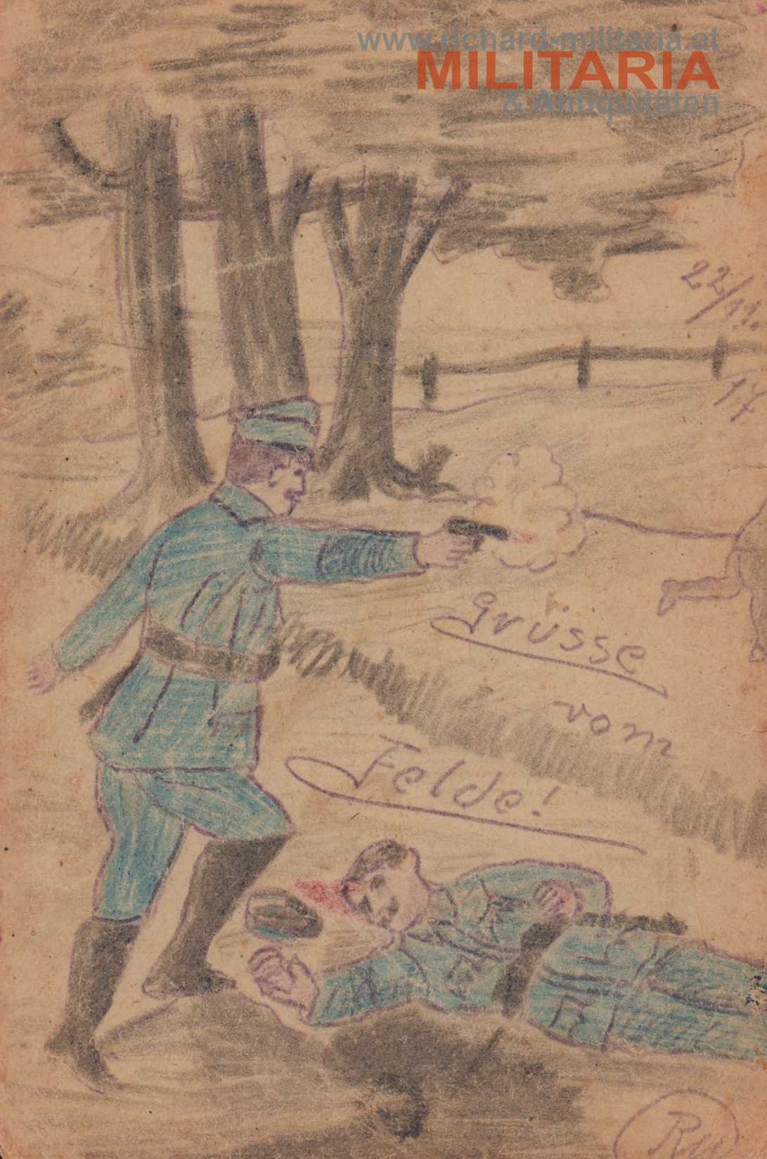 k.u.k. handgezeichnete Feldpostkarte 