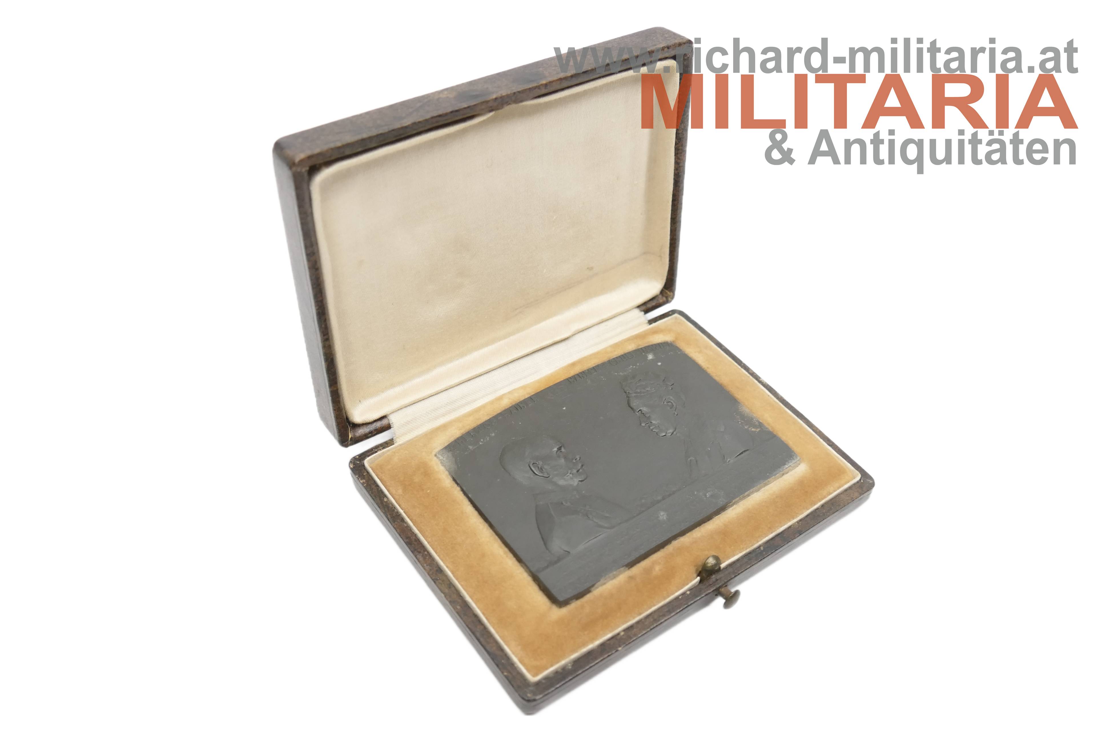 k.u.k. Plakette - Erzherzog Rainer Goldene Hochzeit mit Etui