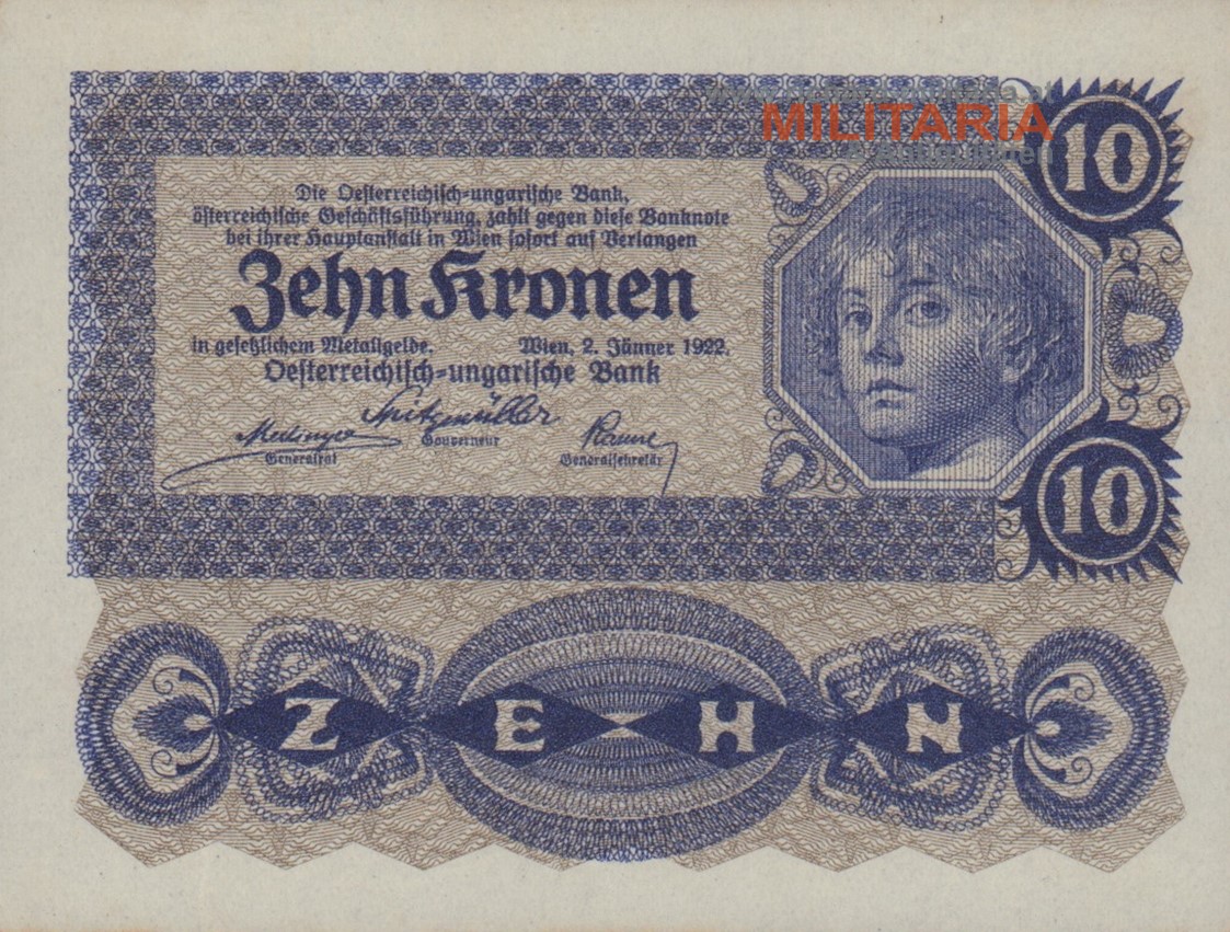 10 Kronen - Banknote Österreichisch-ungarische Bank 1922 - MINT!