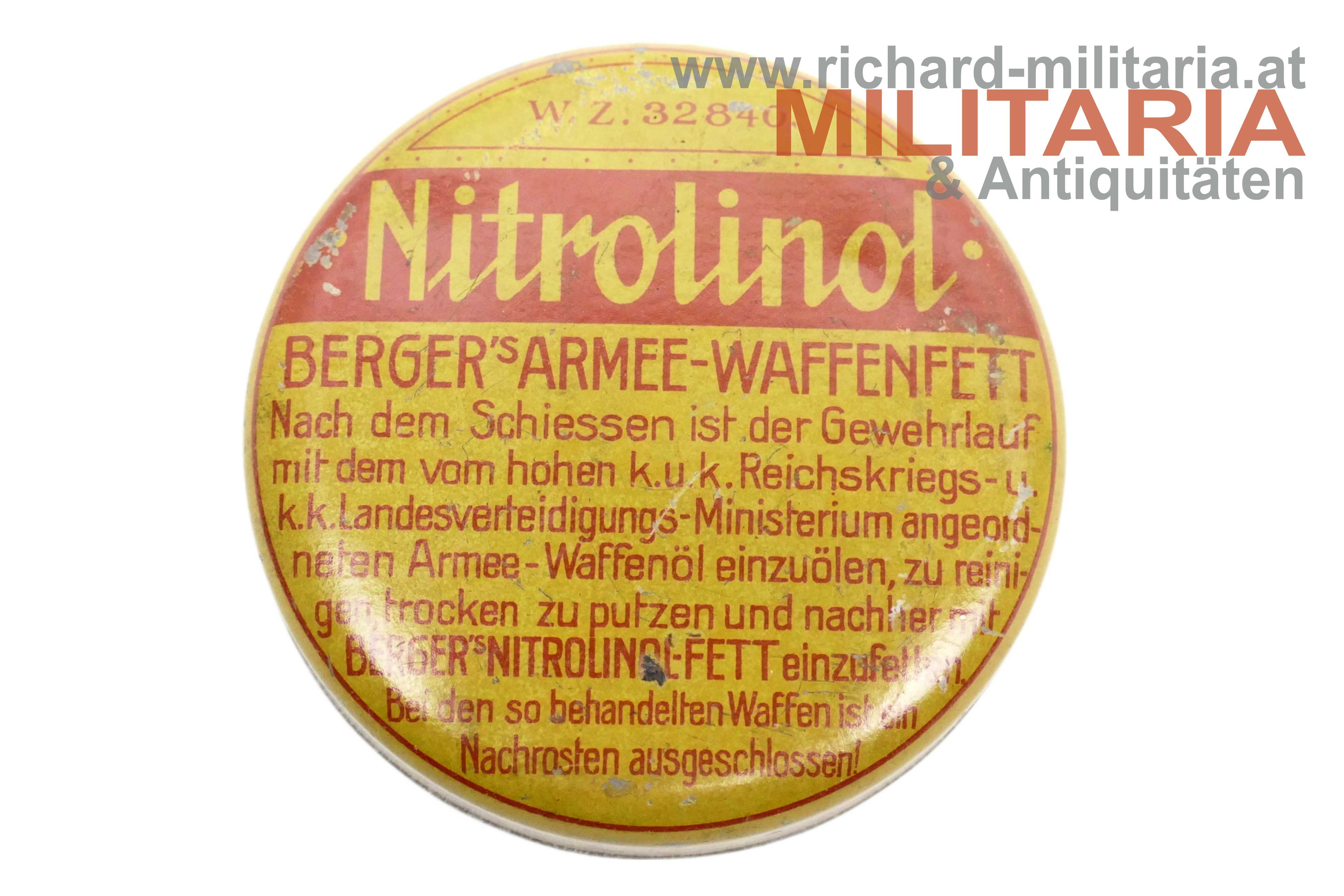 Waffenfett-Dose des k.u.k. Armee-Lieferanten J. Berger