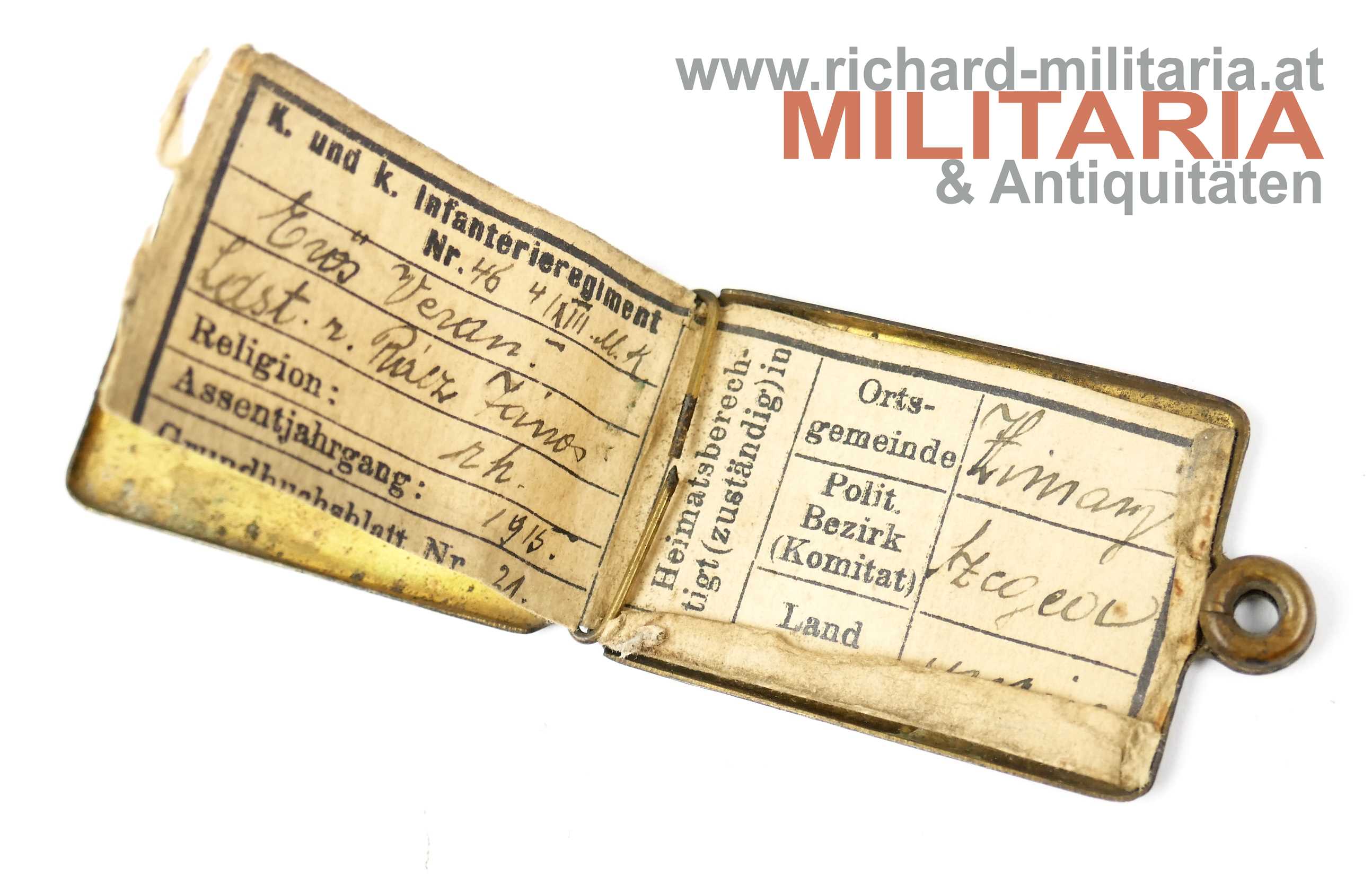 k.u.k. Erkennungsmarke - ungarisches Infanterieregiment 46 