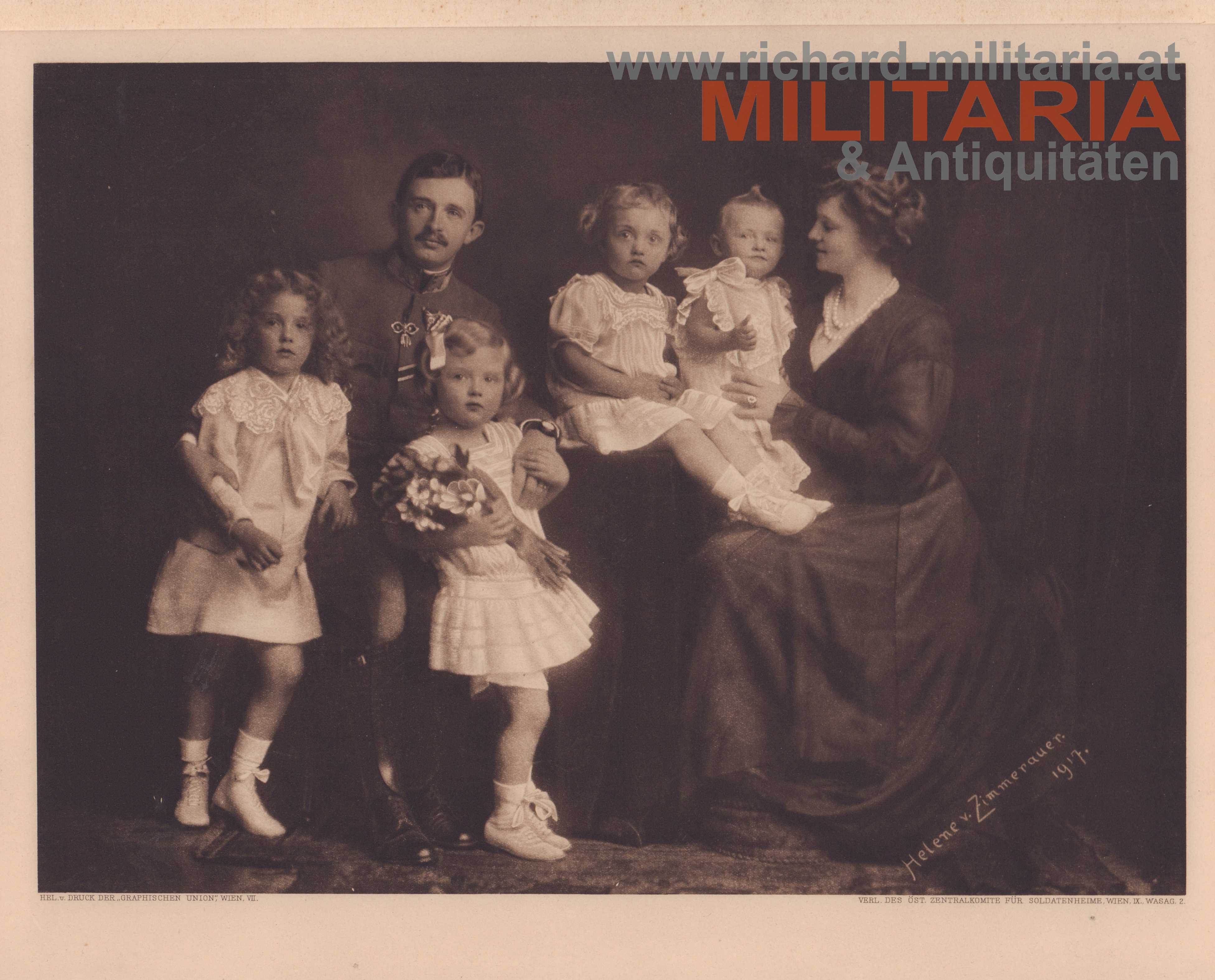 k.u.k. Fotodruck - Kaiser Karl mit Frau Zita und ihren ersten vier Kindern