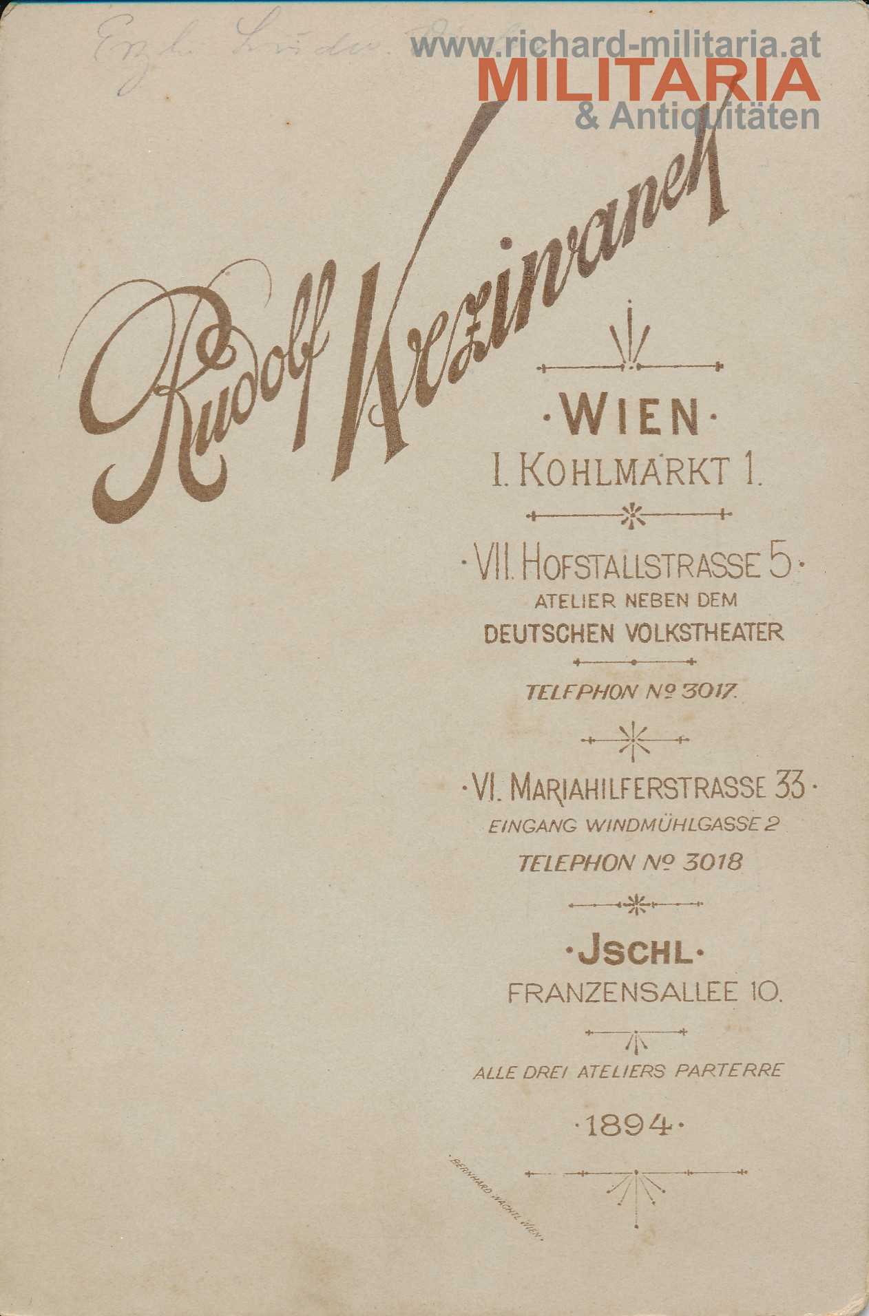 k.u.k. Hartkartonfoto - Erzherzog Ludwig Viktor von Österreich