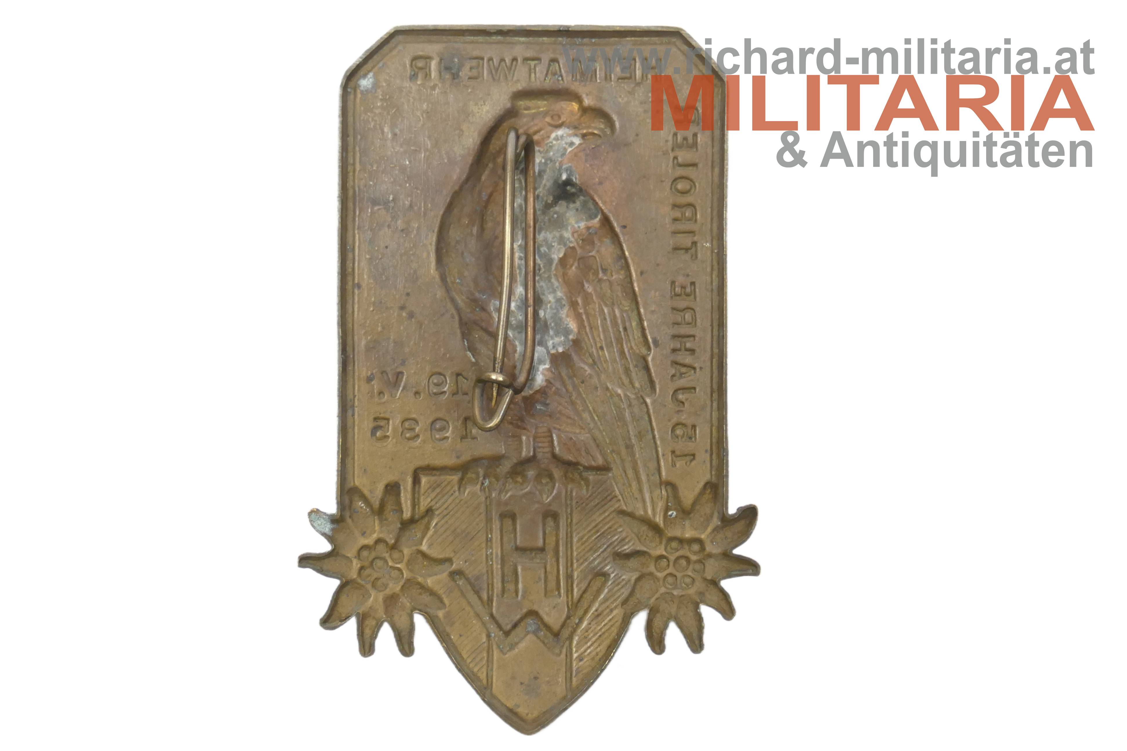 Heimwehr Abzeichen - 15 Jahre Tiroler Heimwehr 19. V. 1935 