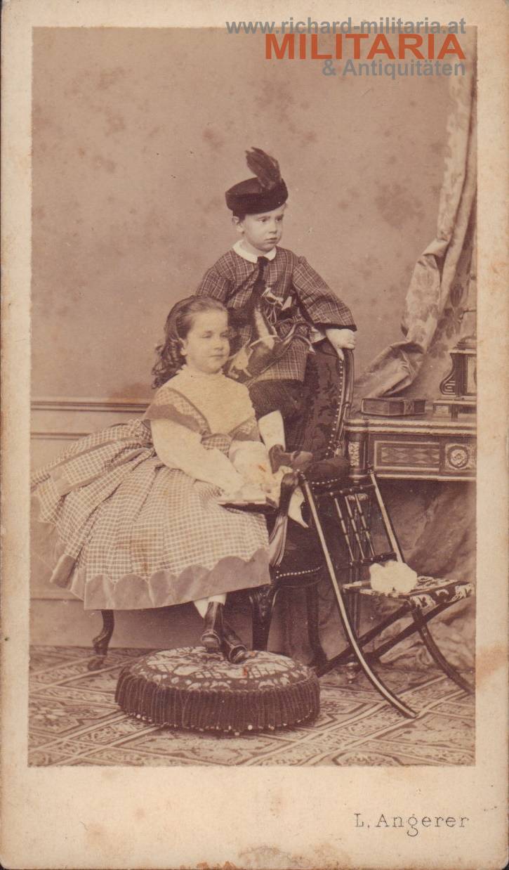 k.u.k. Hartkartonfoto - Kronprinz Rudolf und Erzherzogin Gisella um 1865