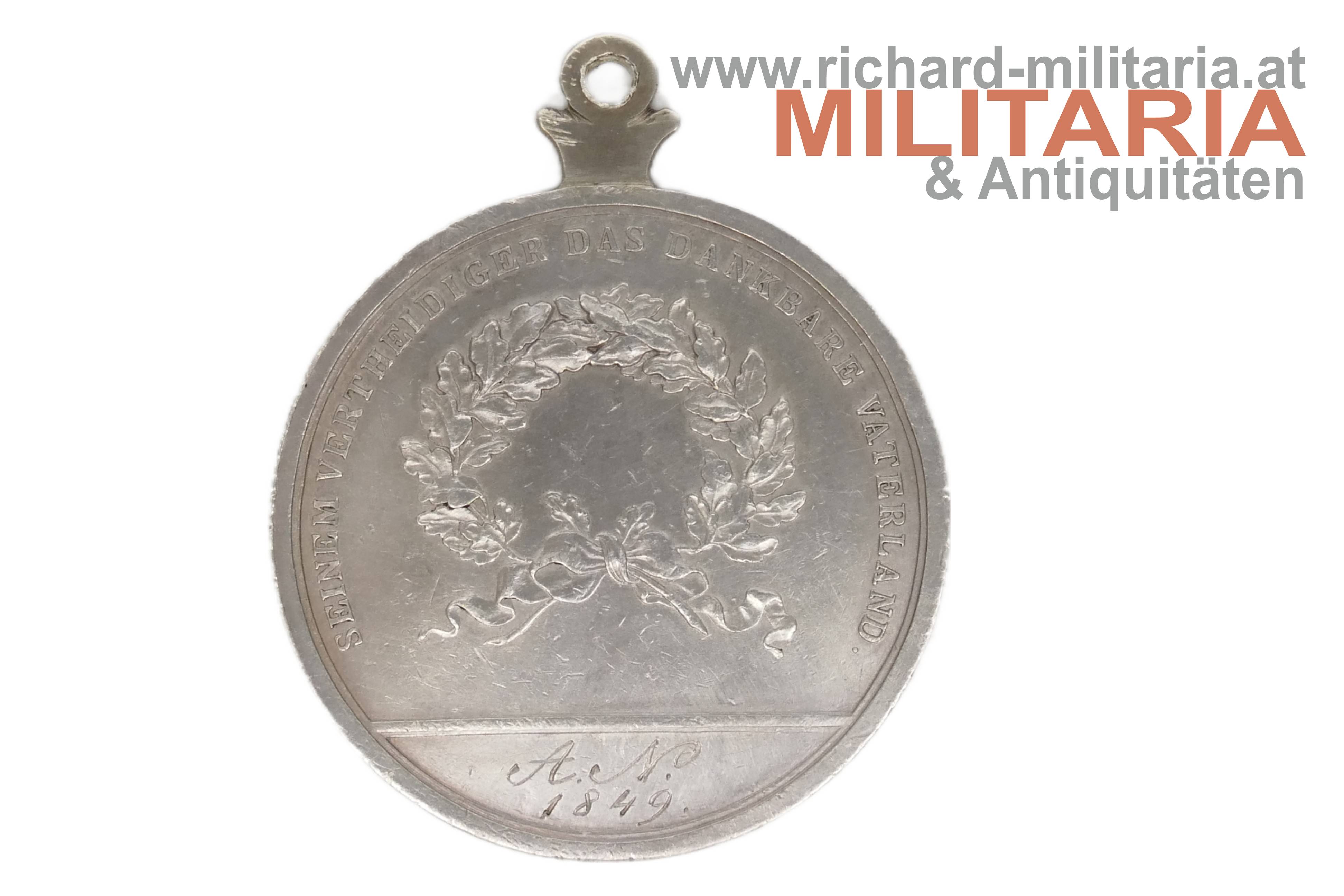 Vermählungs-Medaille - Kaiser Franz II. - "A.N. 1849" - graviert