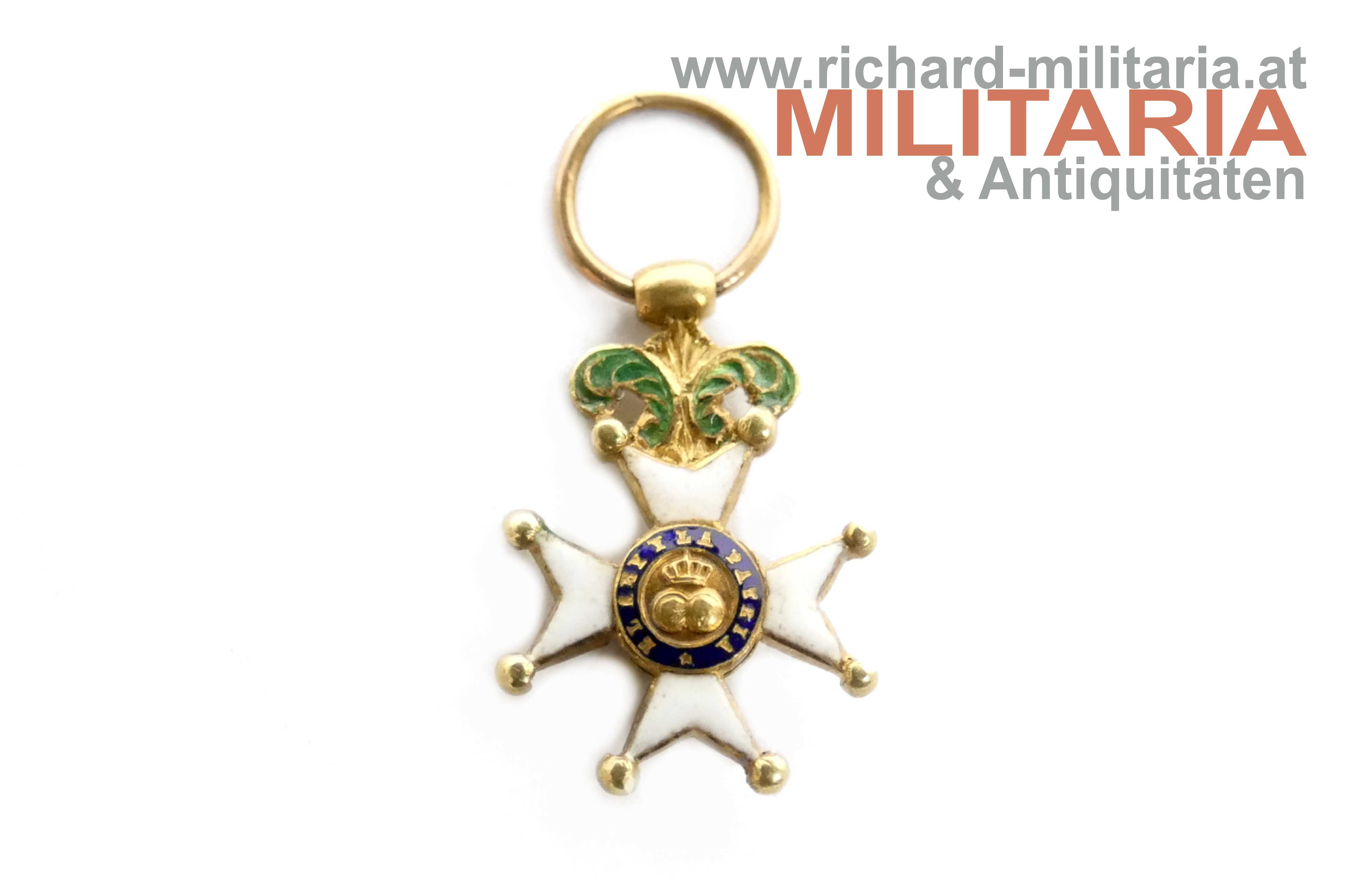 Spanien - St. Ferdinands-Orden Offizierskreuz 1. Klasse - MINIATUR - GOLD