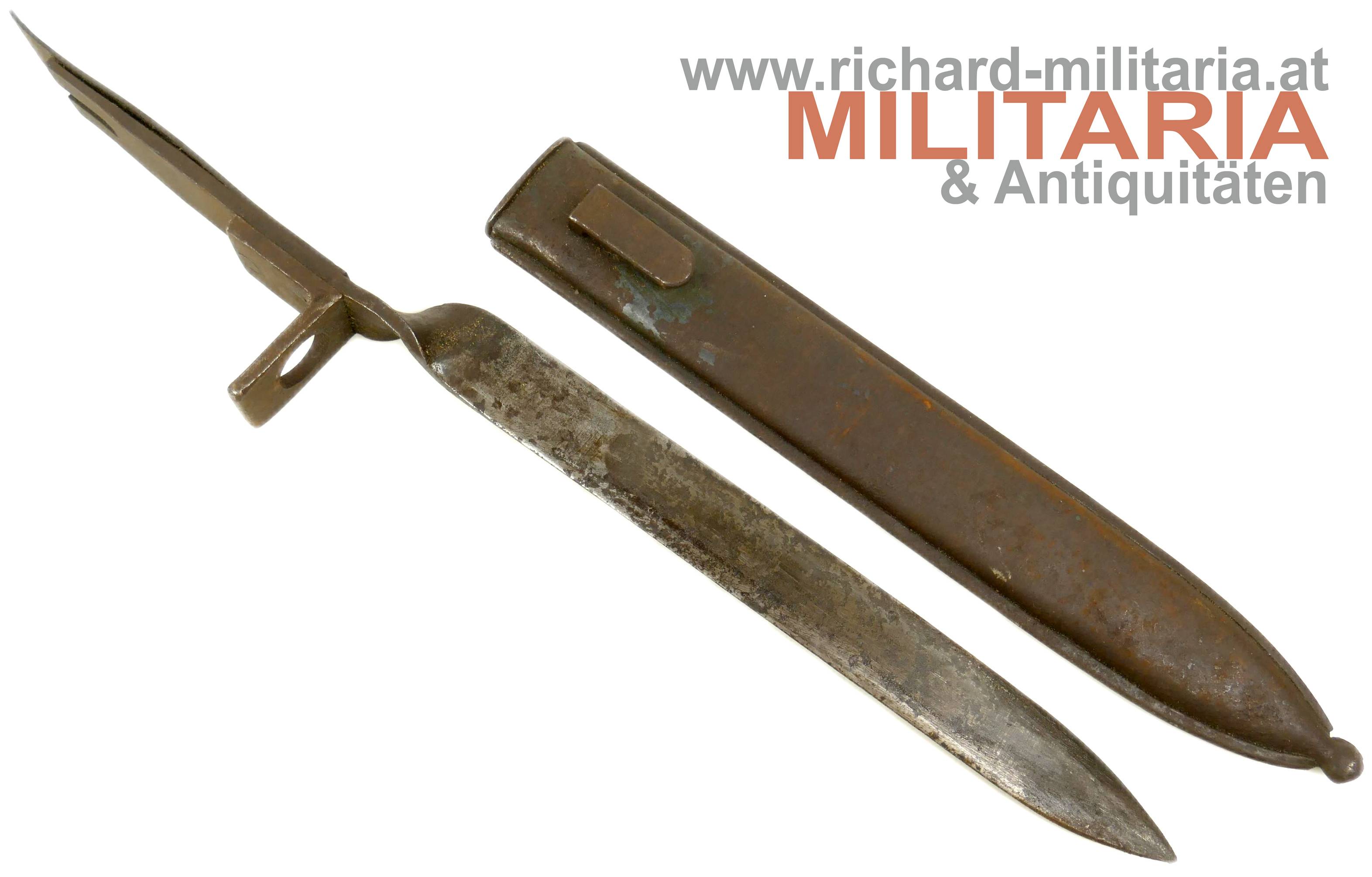k.u.k. M88/90/95 Ersatzbajonett - Notbajonett - gepresste Eisenscheide 