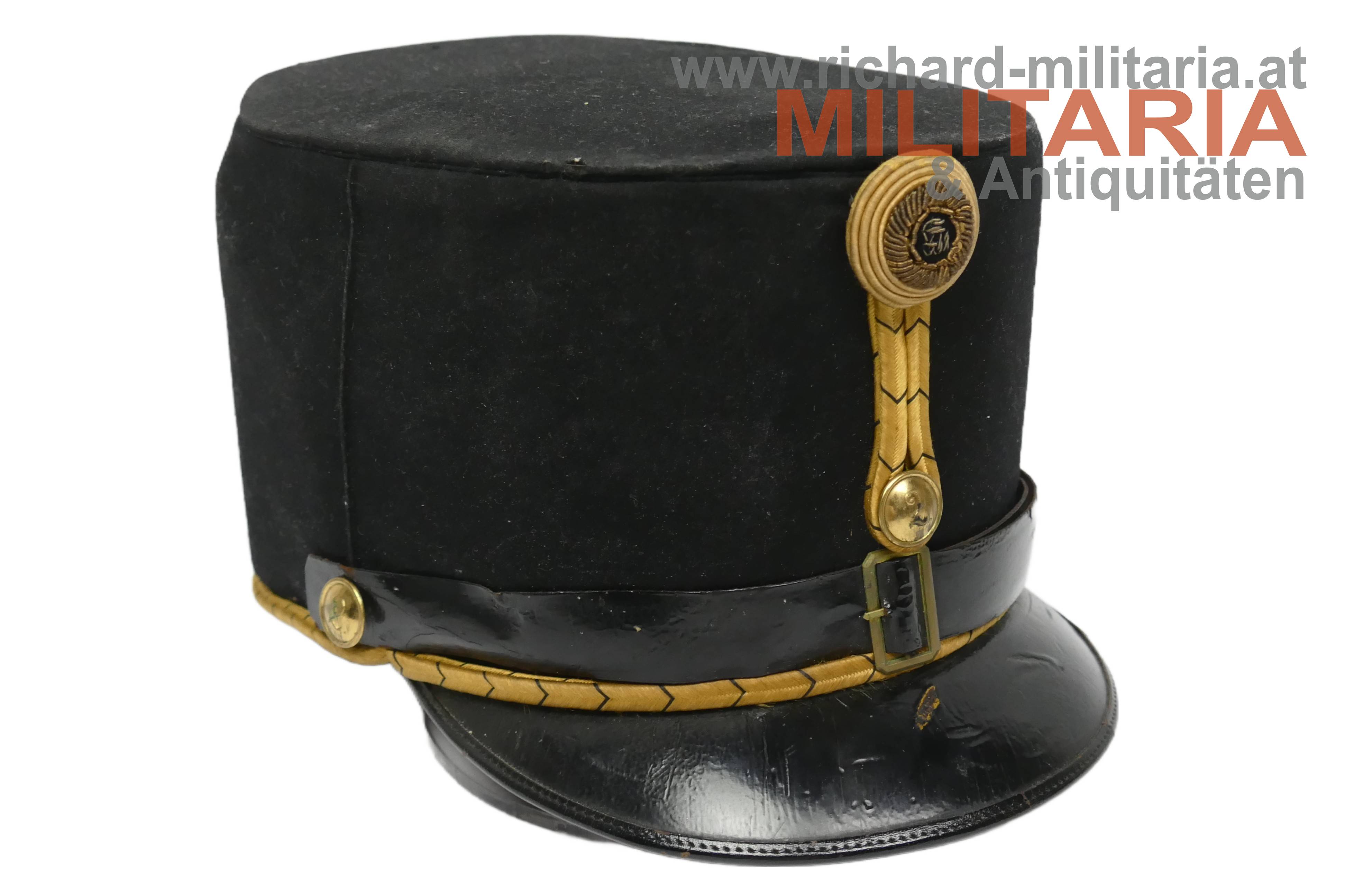 k.u.k. schwarze steife Kappe - Fähnrich - bosnisch-herzegowinisches Inf. Reg. Nr. 2 / LdGend.Kdo 2