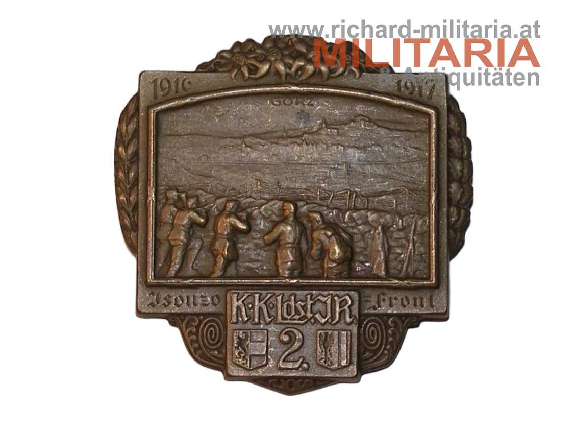 k.k. Kappenabzeichen - Ldst. I.R. 2 - Isonzofront - Görz - 1916-1917