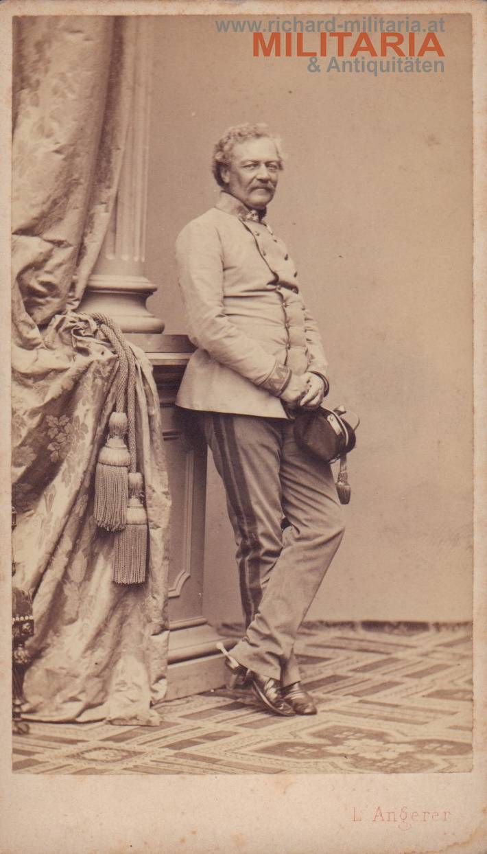 k.u.k. Hartkartonfoto - Prinz Friedrich von und zu Liechtenstein - General d. Kavallerie - um 1865