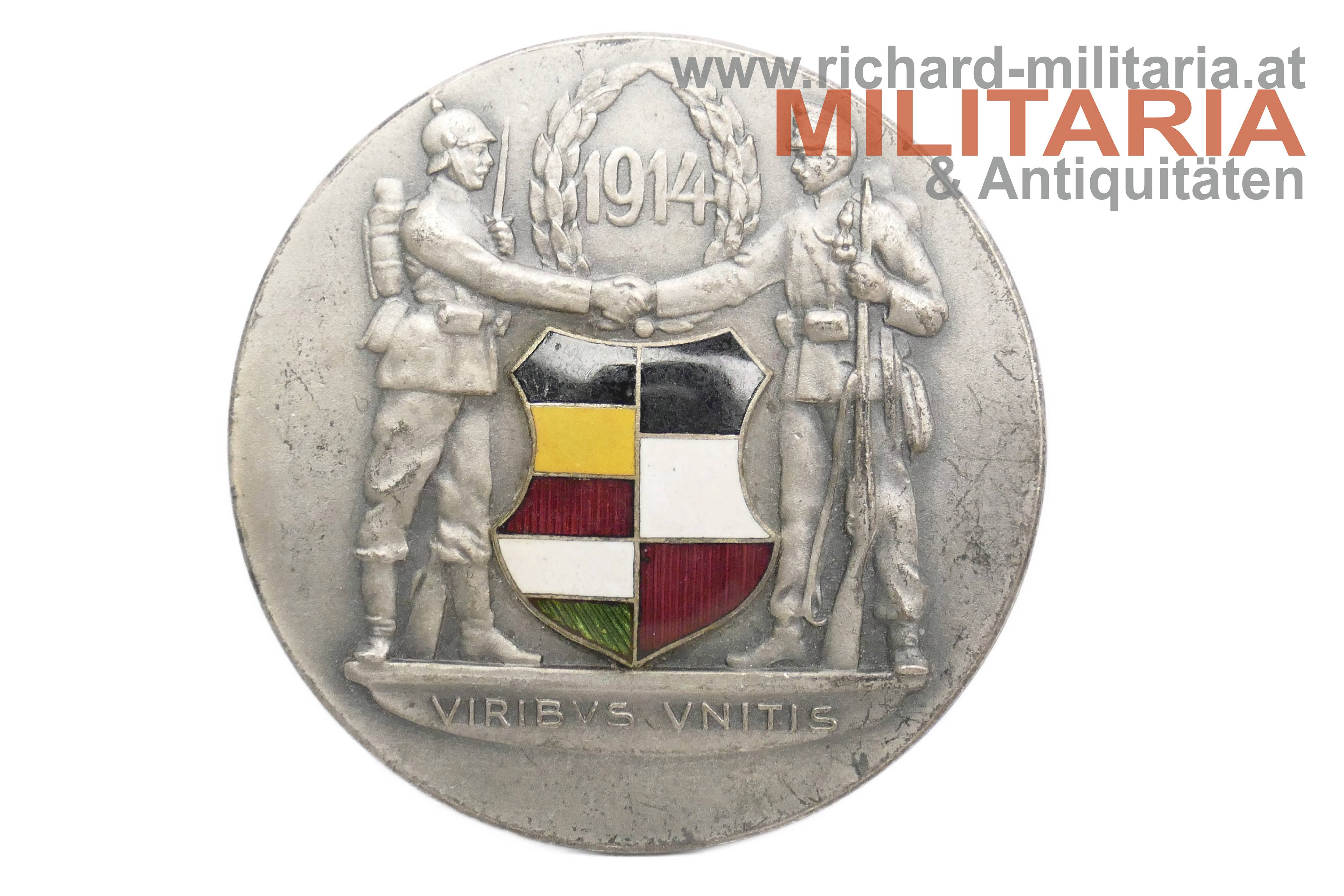 k.u.k. patriotisches Abzeichen - VIRIBUS UNITIS - deutsch. & österr. Soldat 1914
