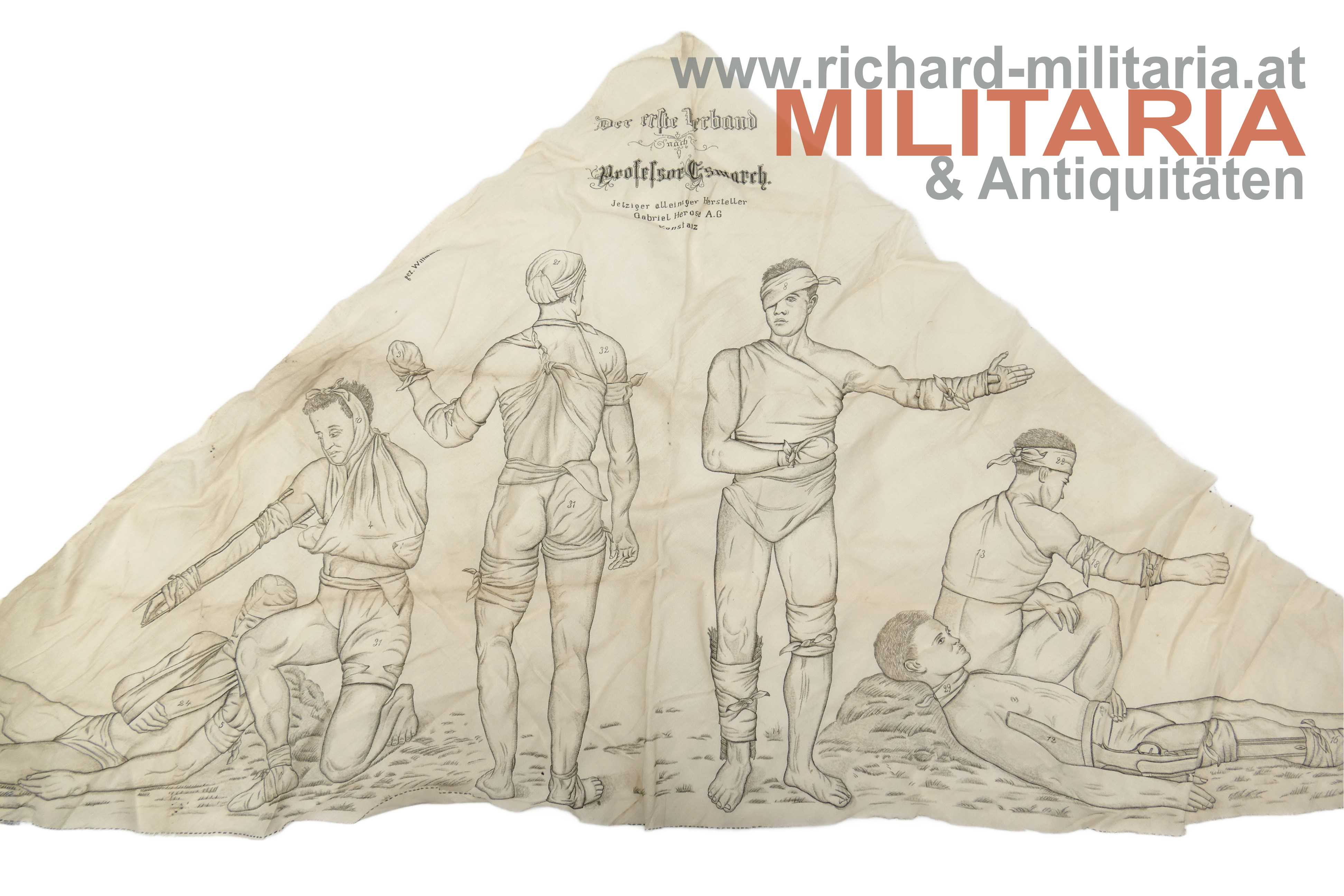  1. Weltkrieg - Verband-Dreieck-Tuch nach Professor Esmarch