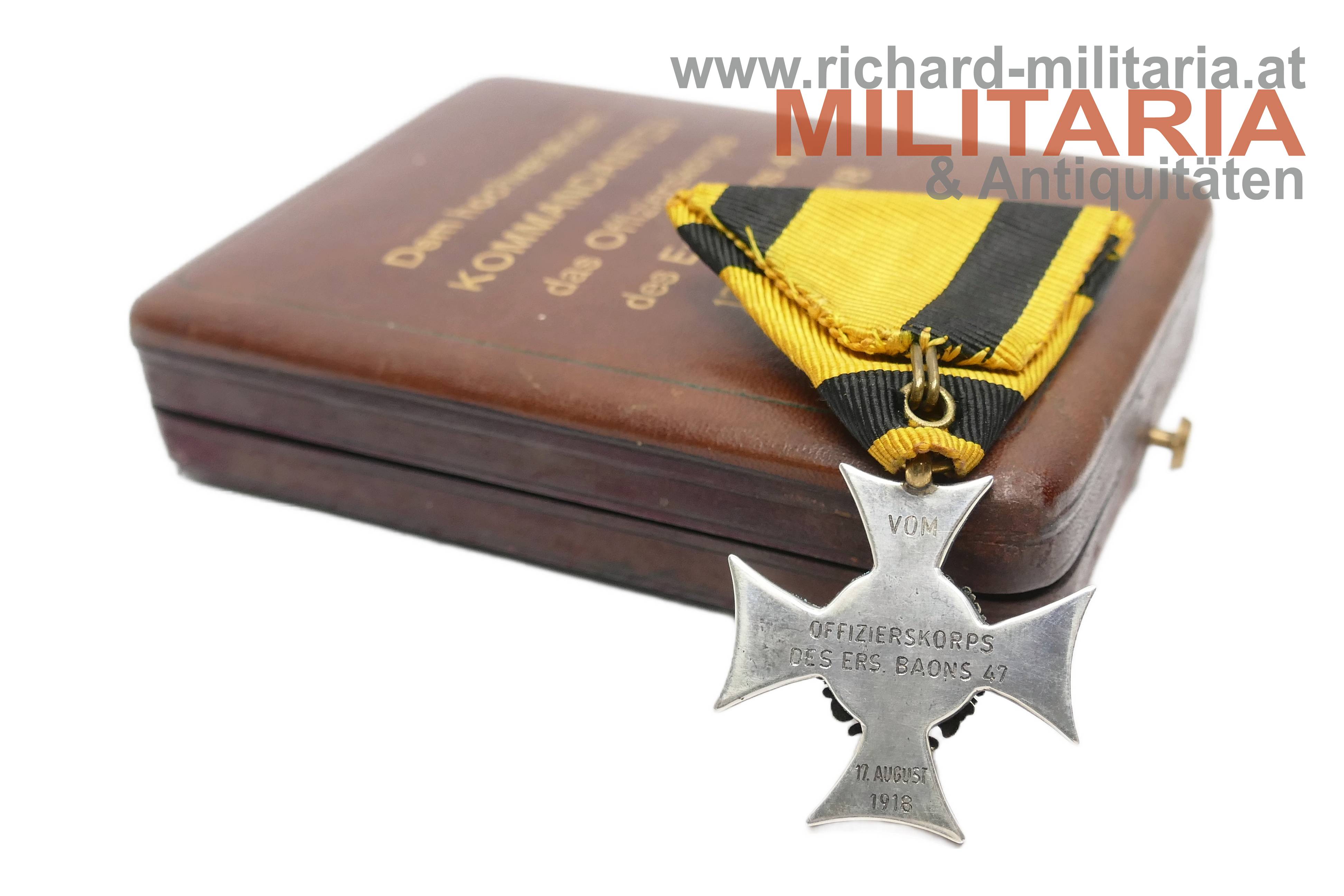 k.u.k. Militärdienstzeichen 3. Klasse (25 Jahre) - WIDMUNG - Ers. Baon 47 - 1918