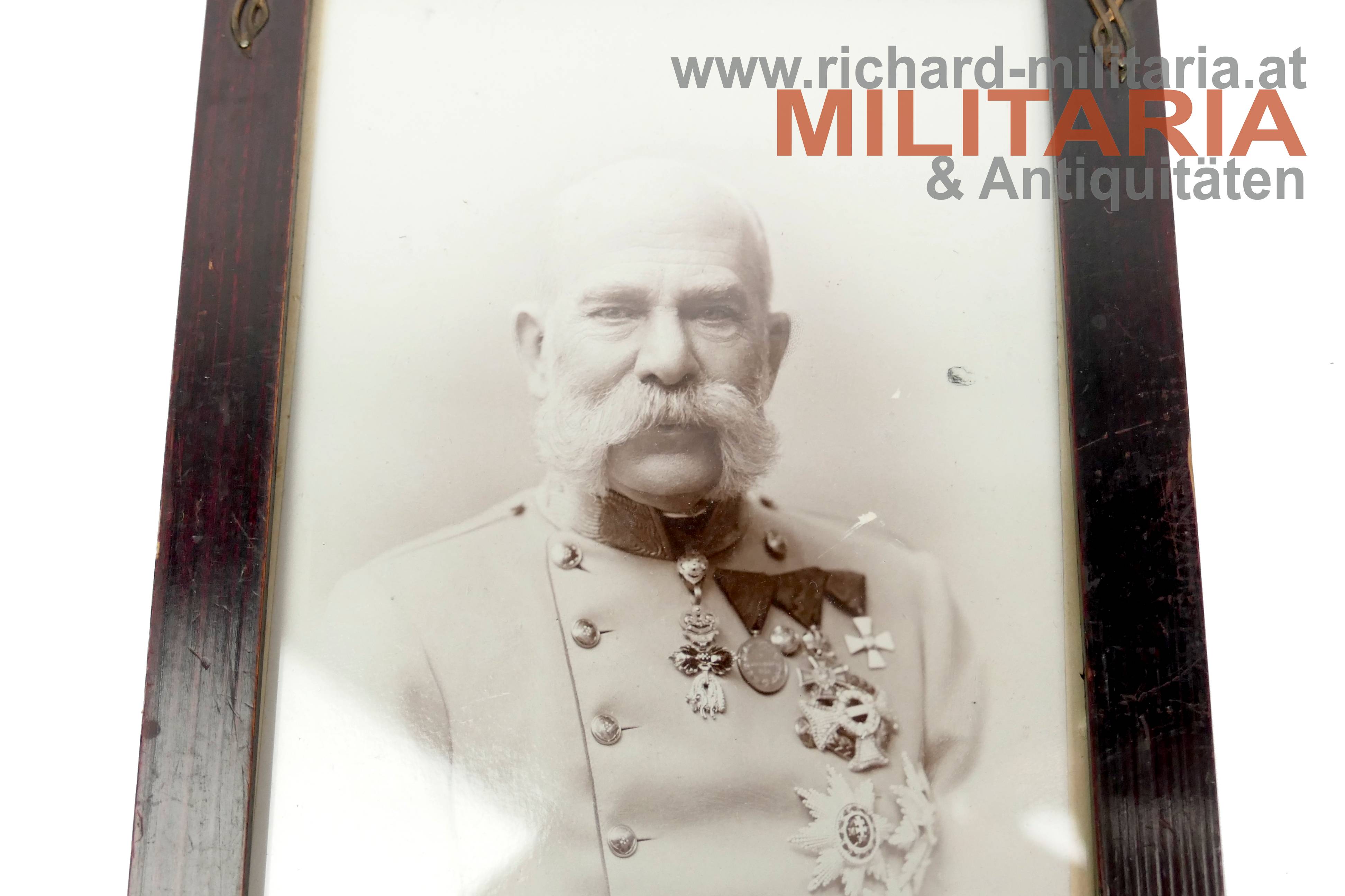 k.u.k. Hartkartonfoto - Kaiser Franz Joseph I. - gerahmt