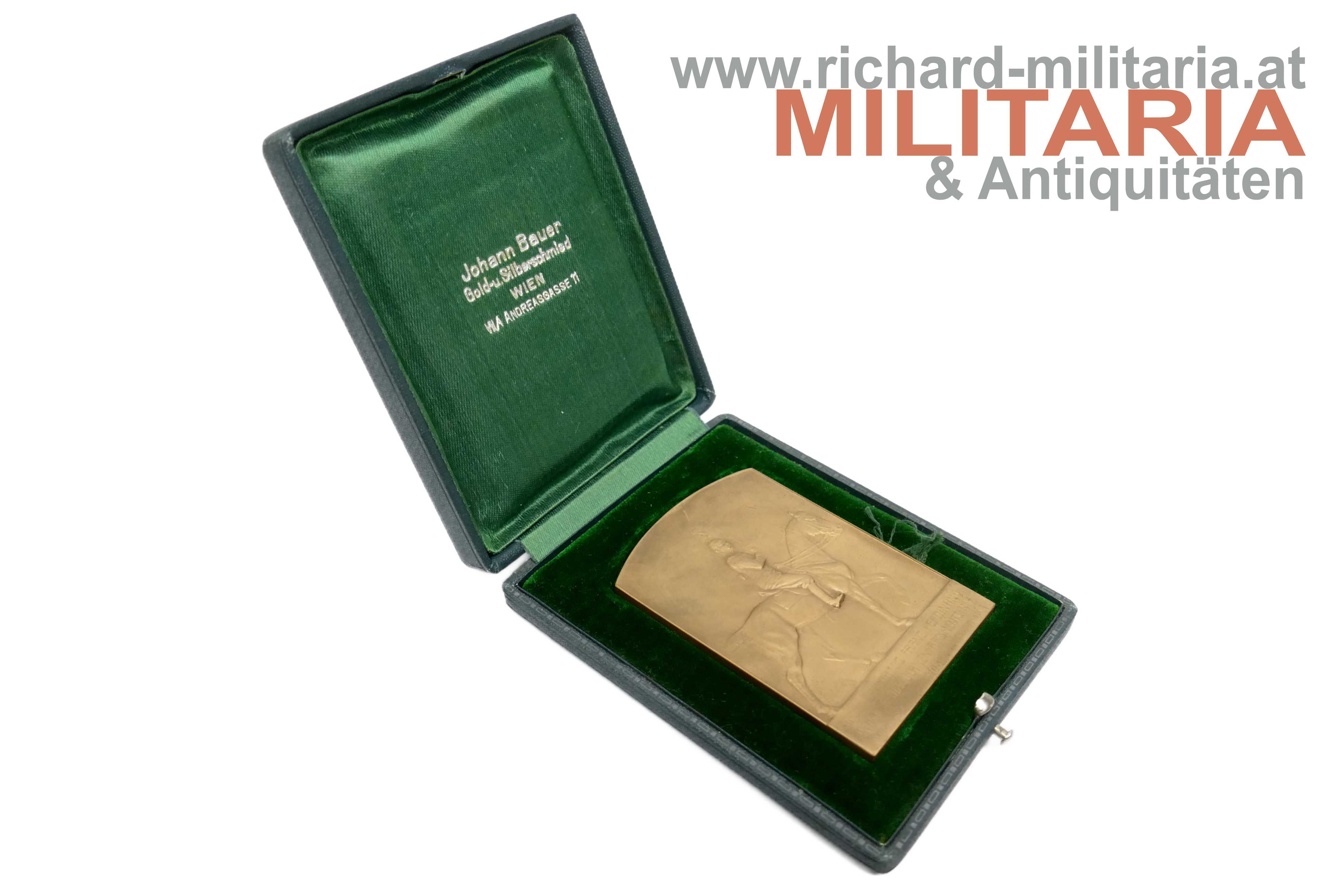 k.u.k. Plakette - Ulanen-Regiment Nr. 7 - 1908 - mit Etui