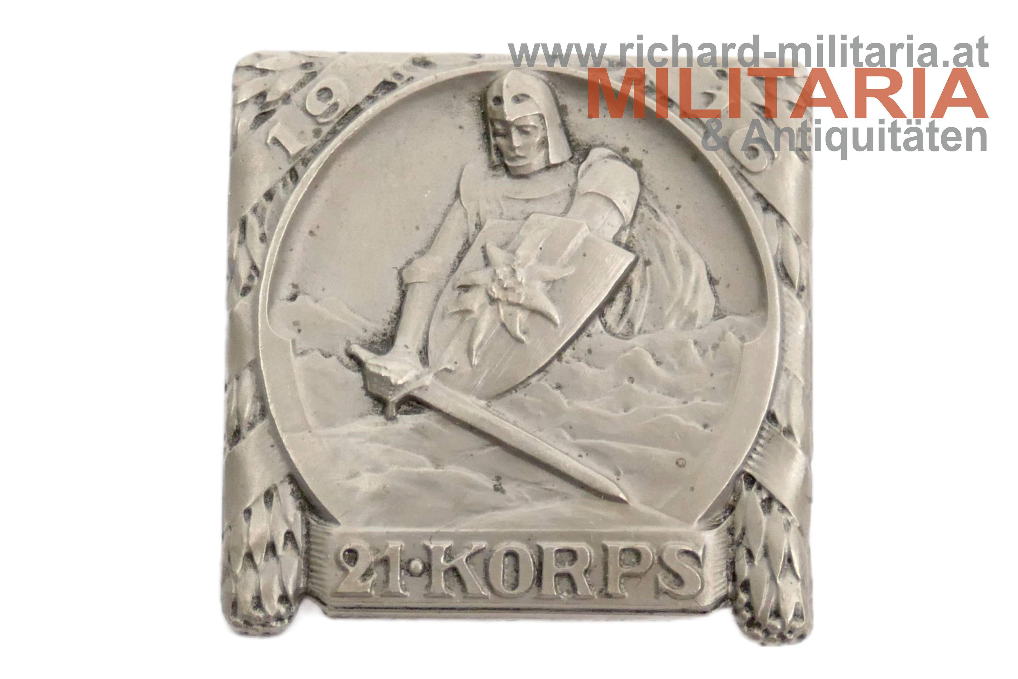 k.u.k. Kappenabzeichen - 21. Korps 1916