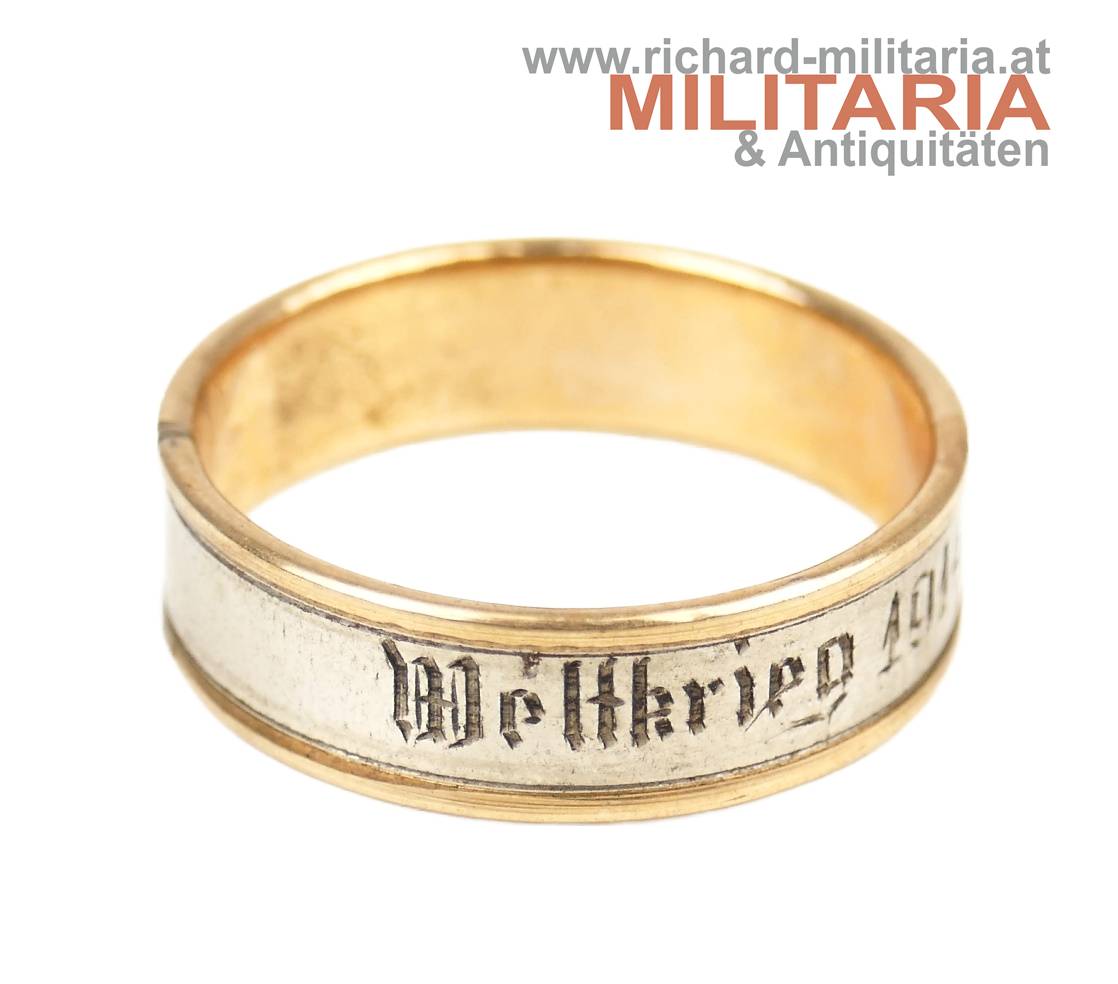 k.u.k. patriotischer Ring - "Weltkrieg 1914 - 16" GOLD-Einlage