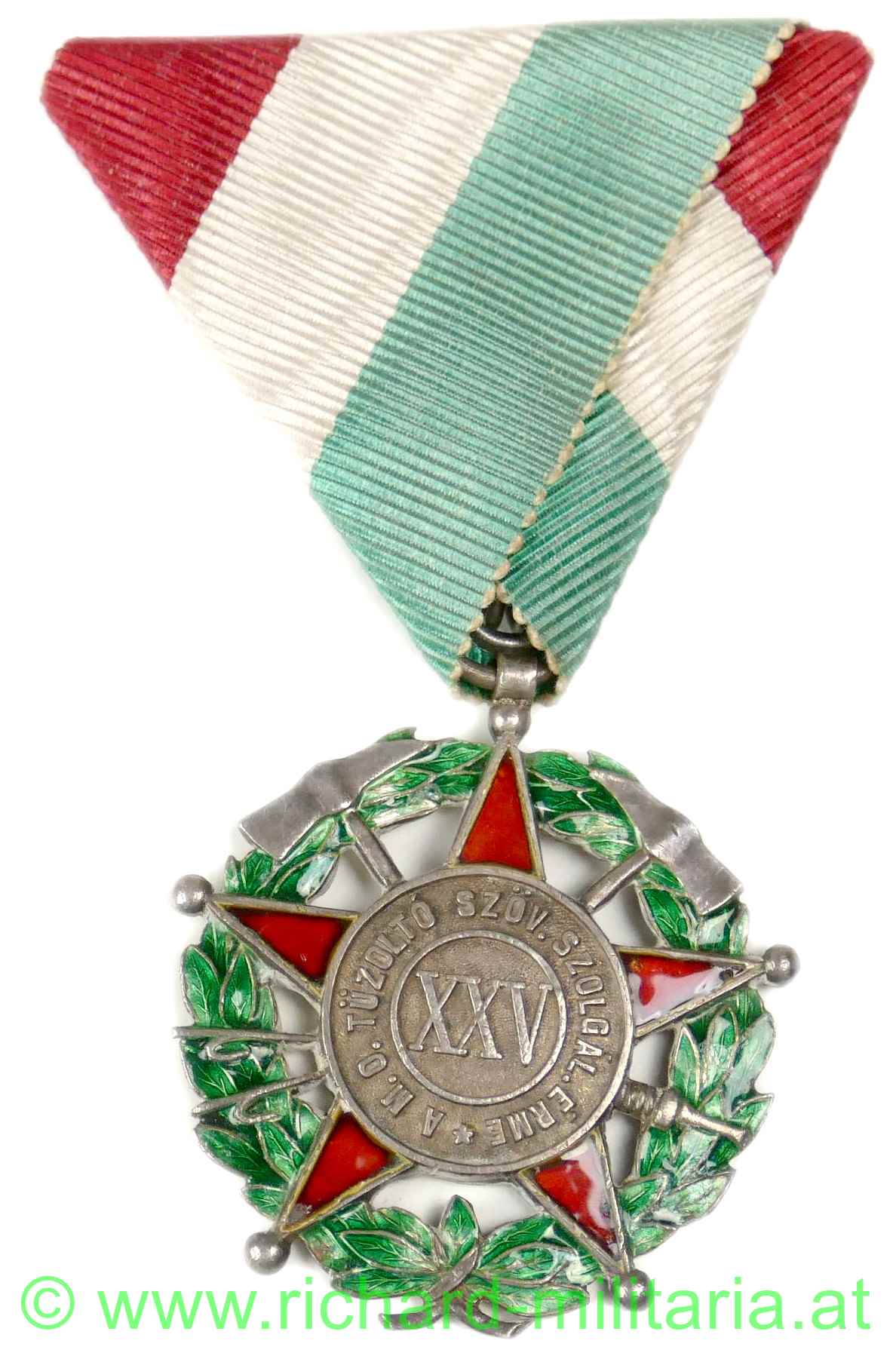 Ungarn - Feuerwehr 25 Jahre Dienstauszeichnung 1884