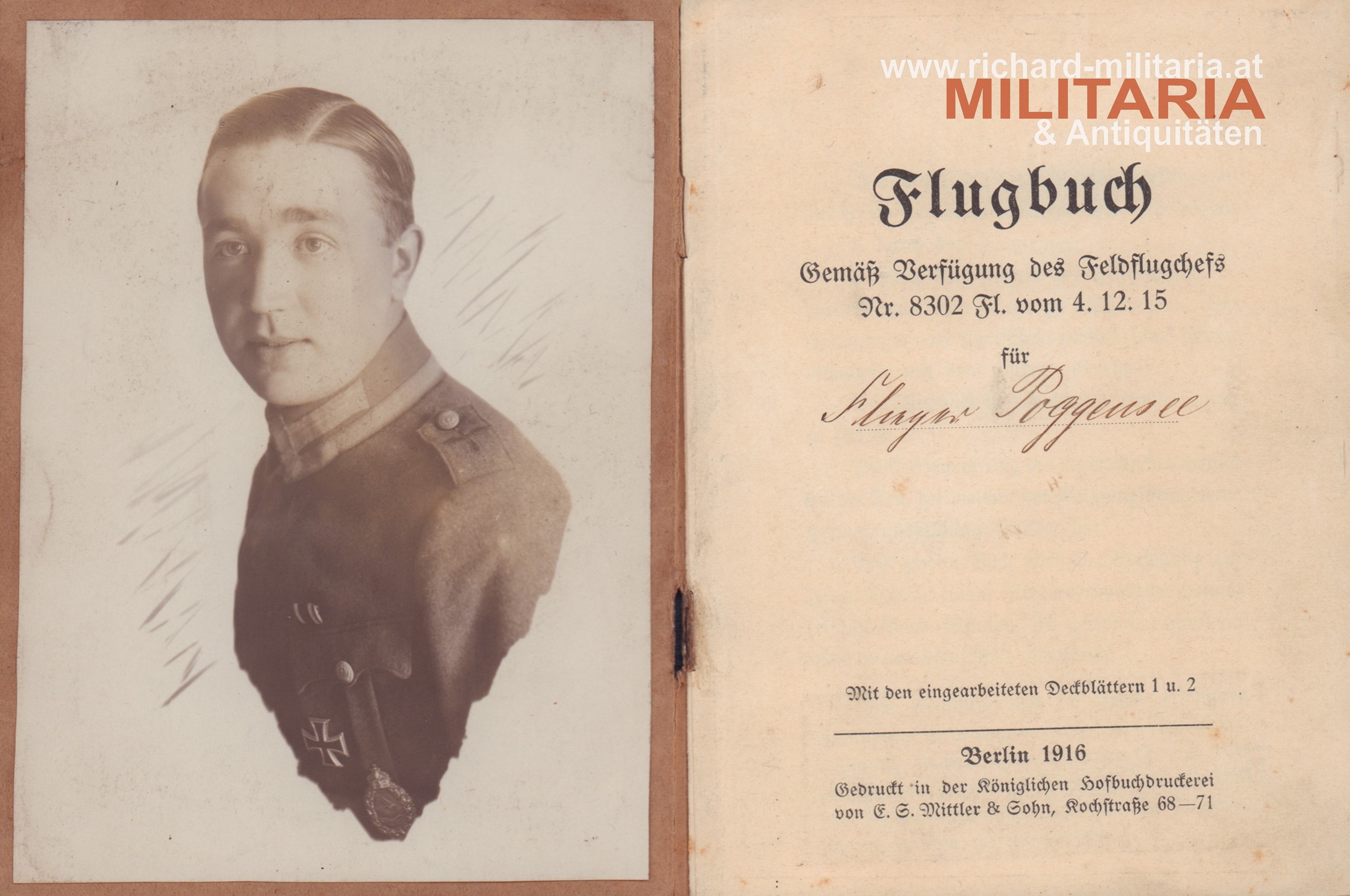 Deutsches Kaiserreich - Flugbuch - Flieger Poggensee