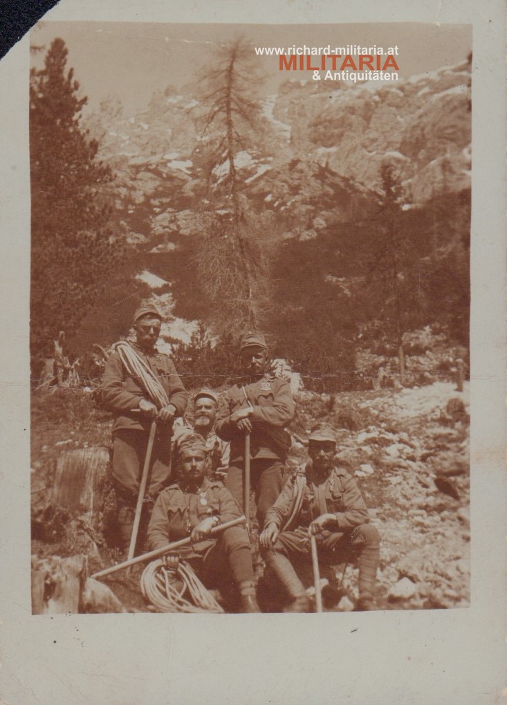 k.u.k. Foto von 5 Bergführern (!) im Hochgebirge