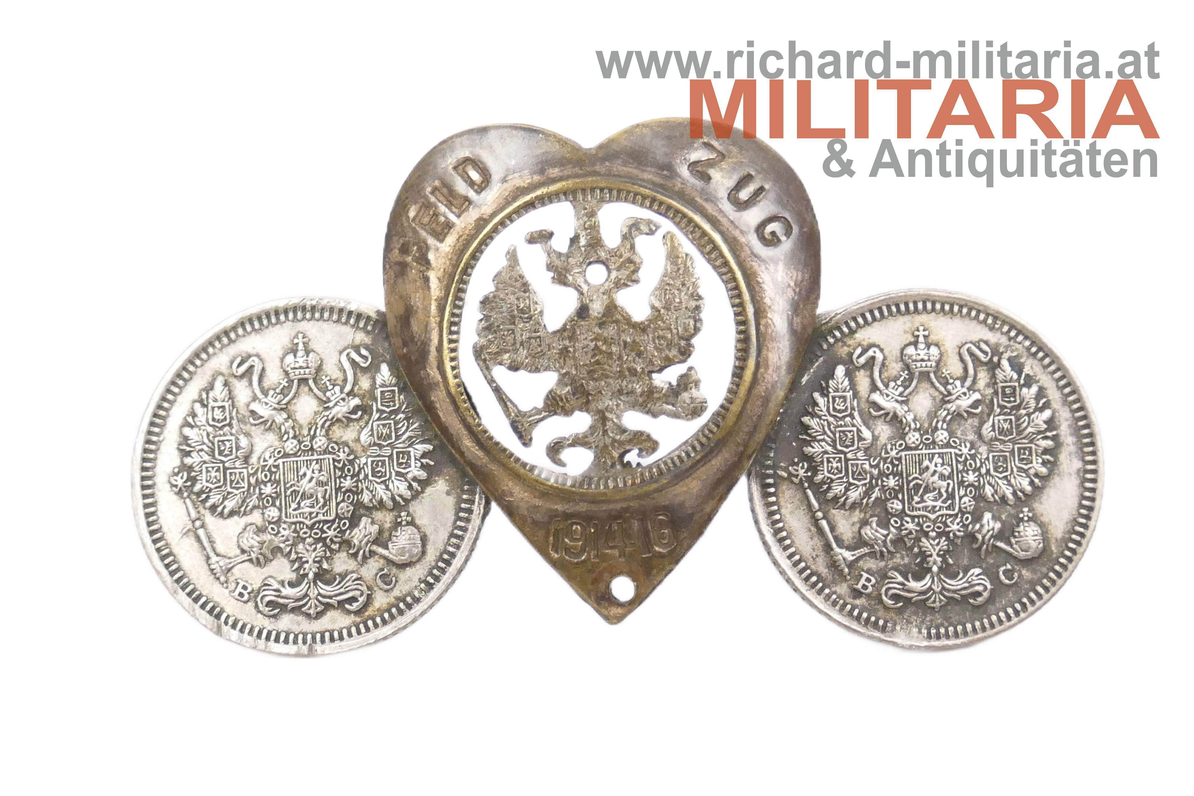 k.u.k. patriotische Brosche - aus Kopeken - Feldzug 1914/15 