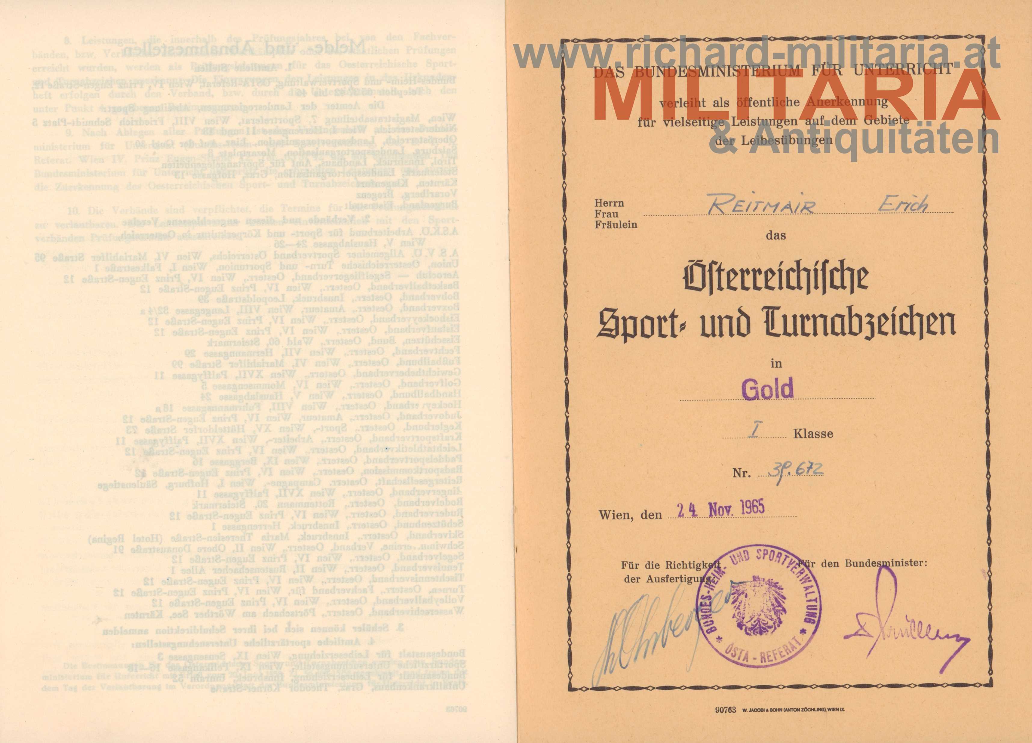 Österreichische Sport- und Turnabzeichen - GOLD