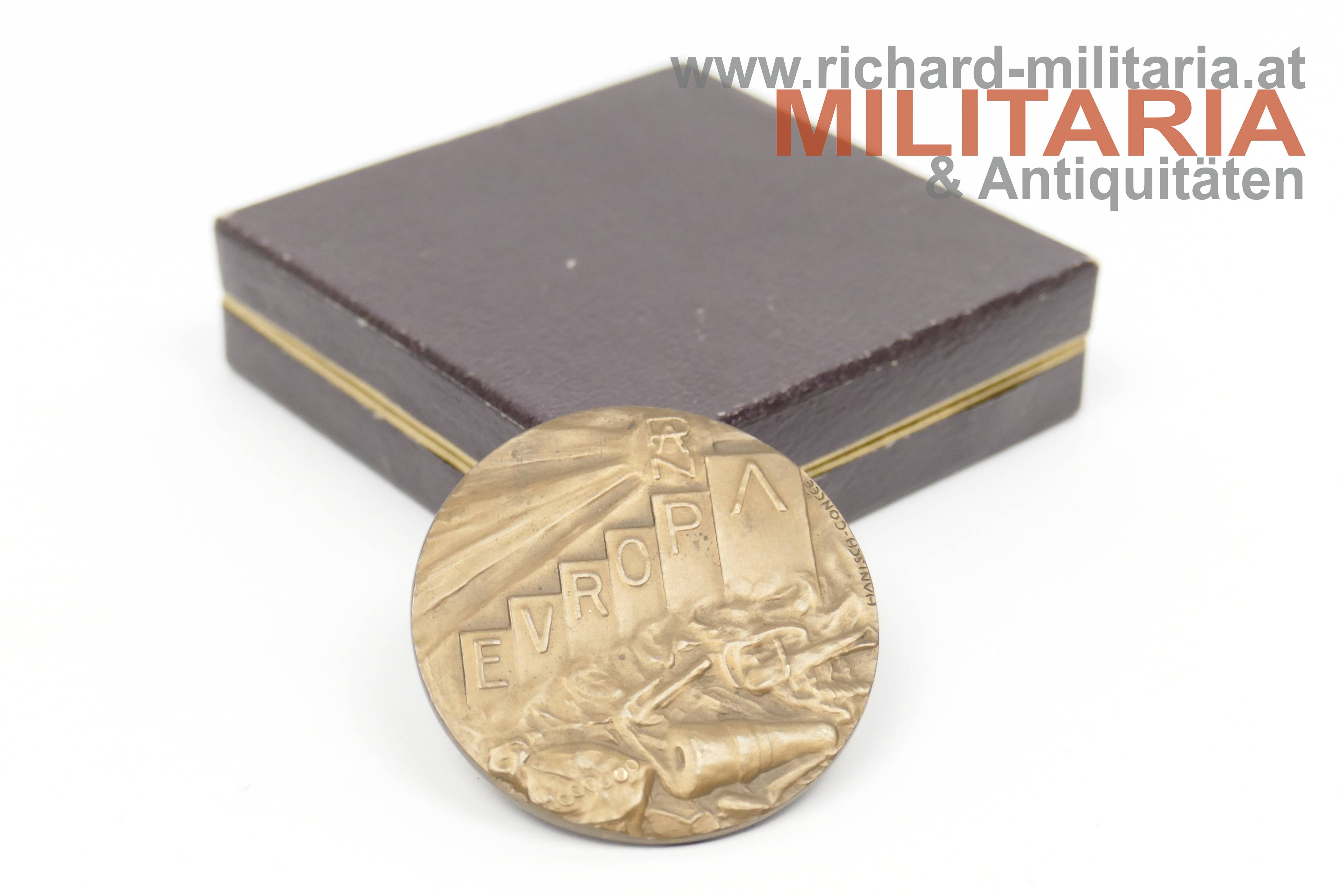 Medaille - Paneuropa-Gründungsmedaille - um 1930 mit Etui