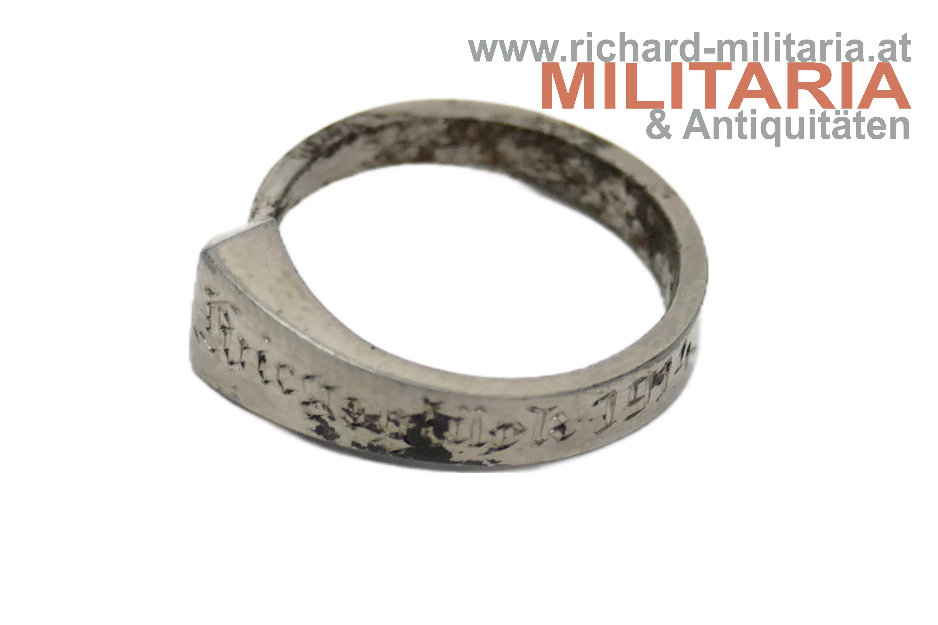 k.u.k. patriotischer "Kriegsglück-Ring" mit Etui - 1914