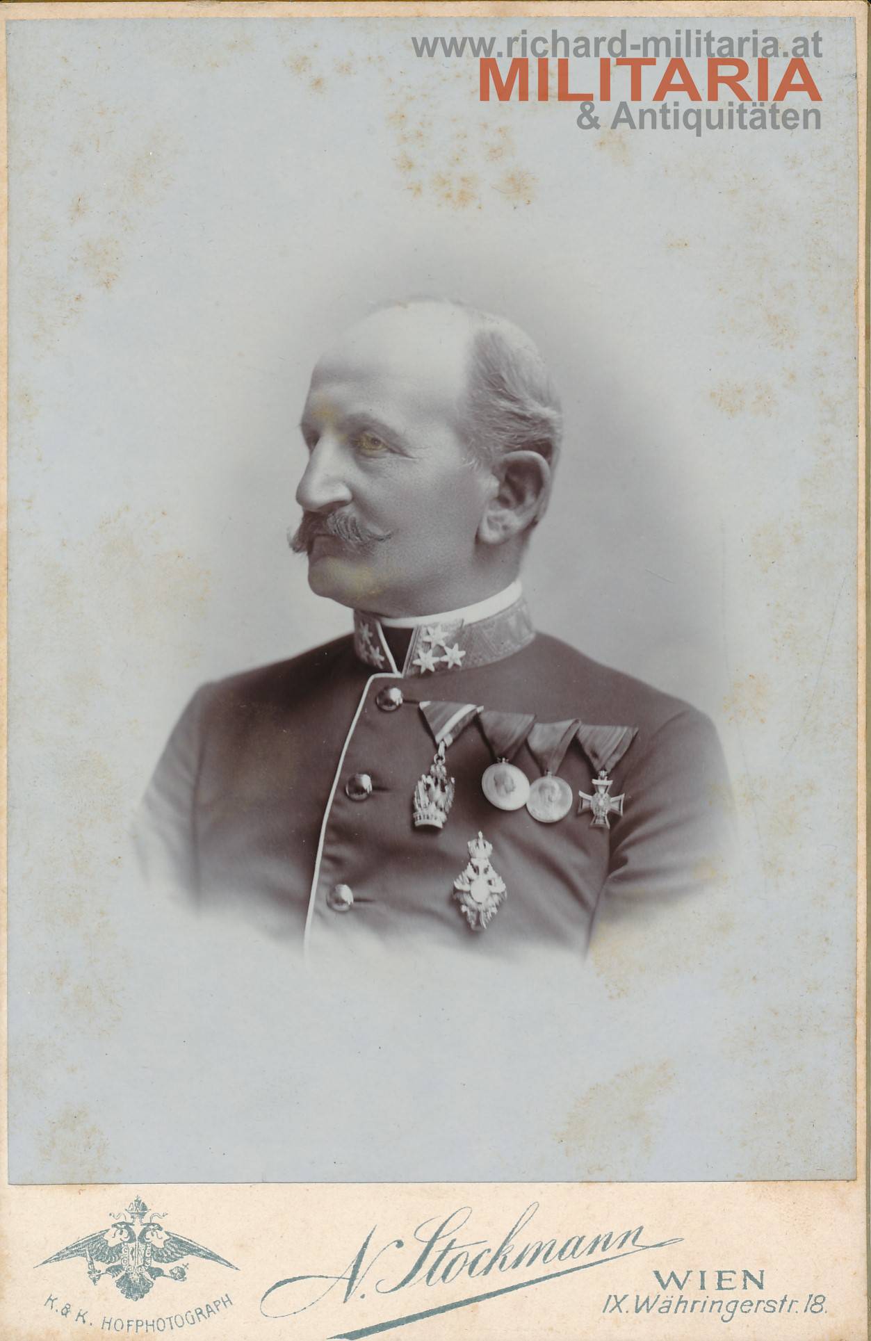 k.u.k. Hartkartonfoto - Oberst Pomiankowski - ORIGINALUNTERSCHRIFT