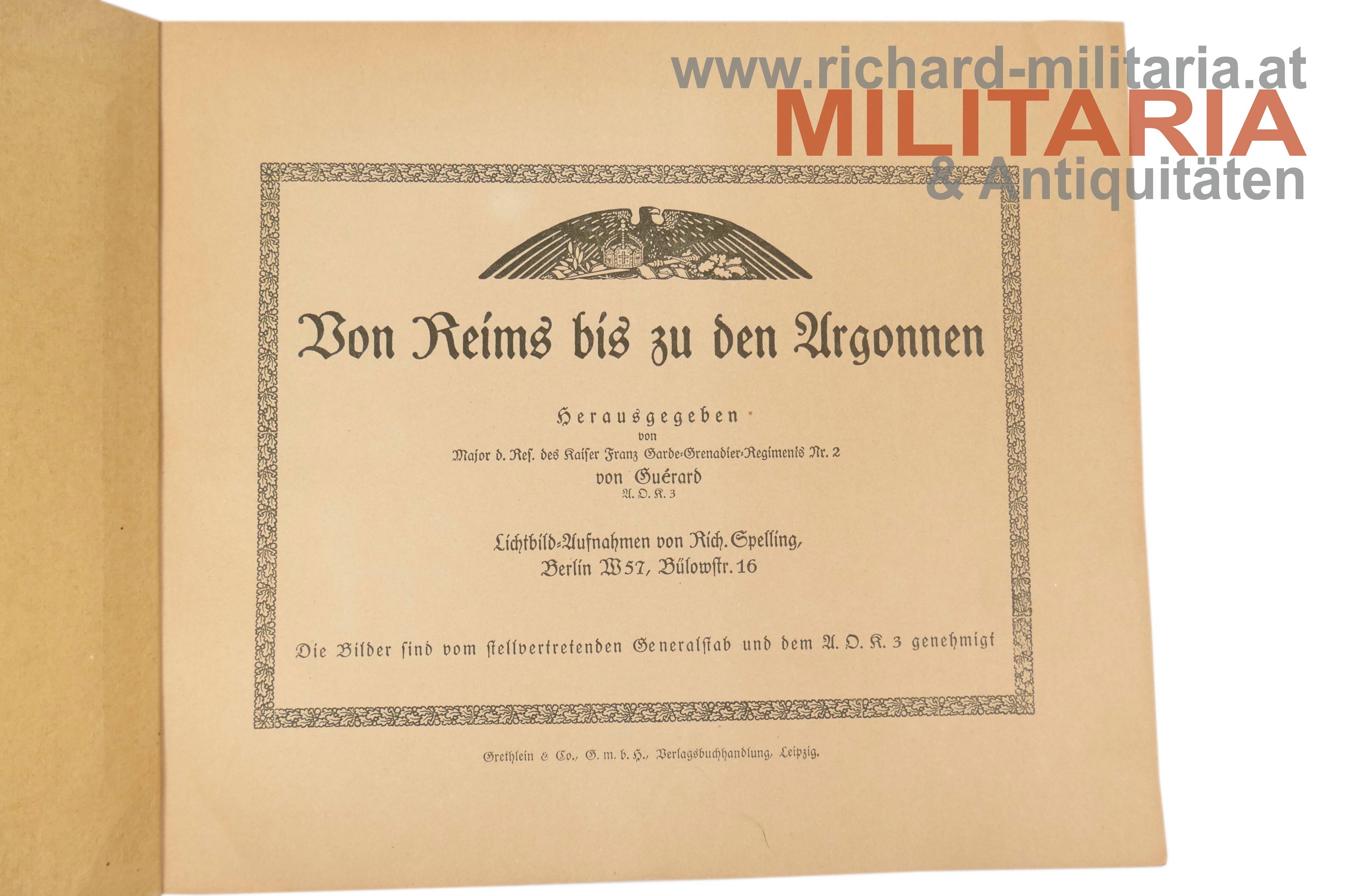 1. Weltkrieg "Von Reims bis zu den Argonnen" - Bildband 