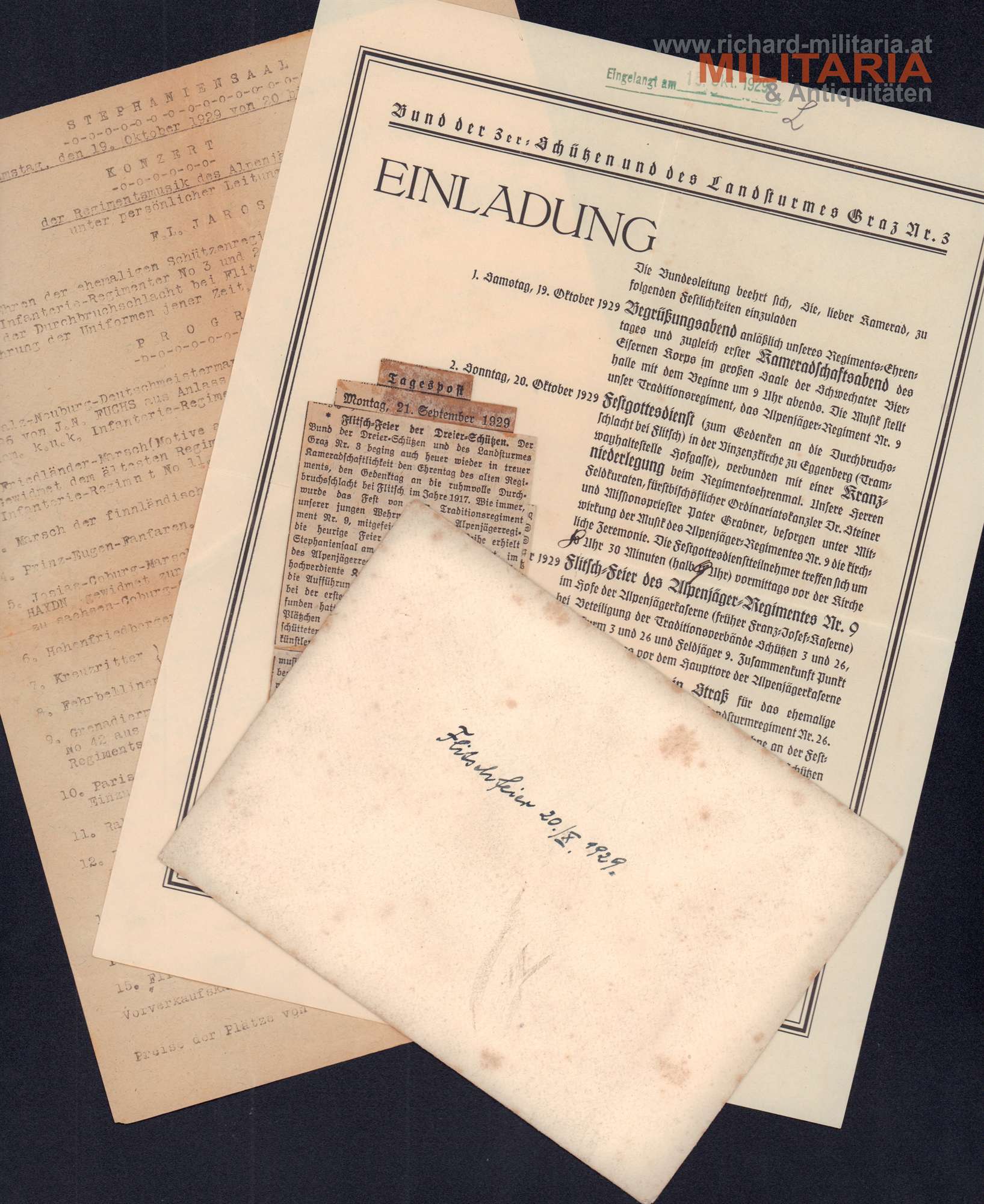 Einladung Flitschfeier Oktober 1929