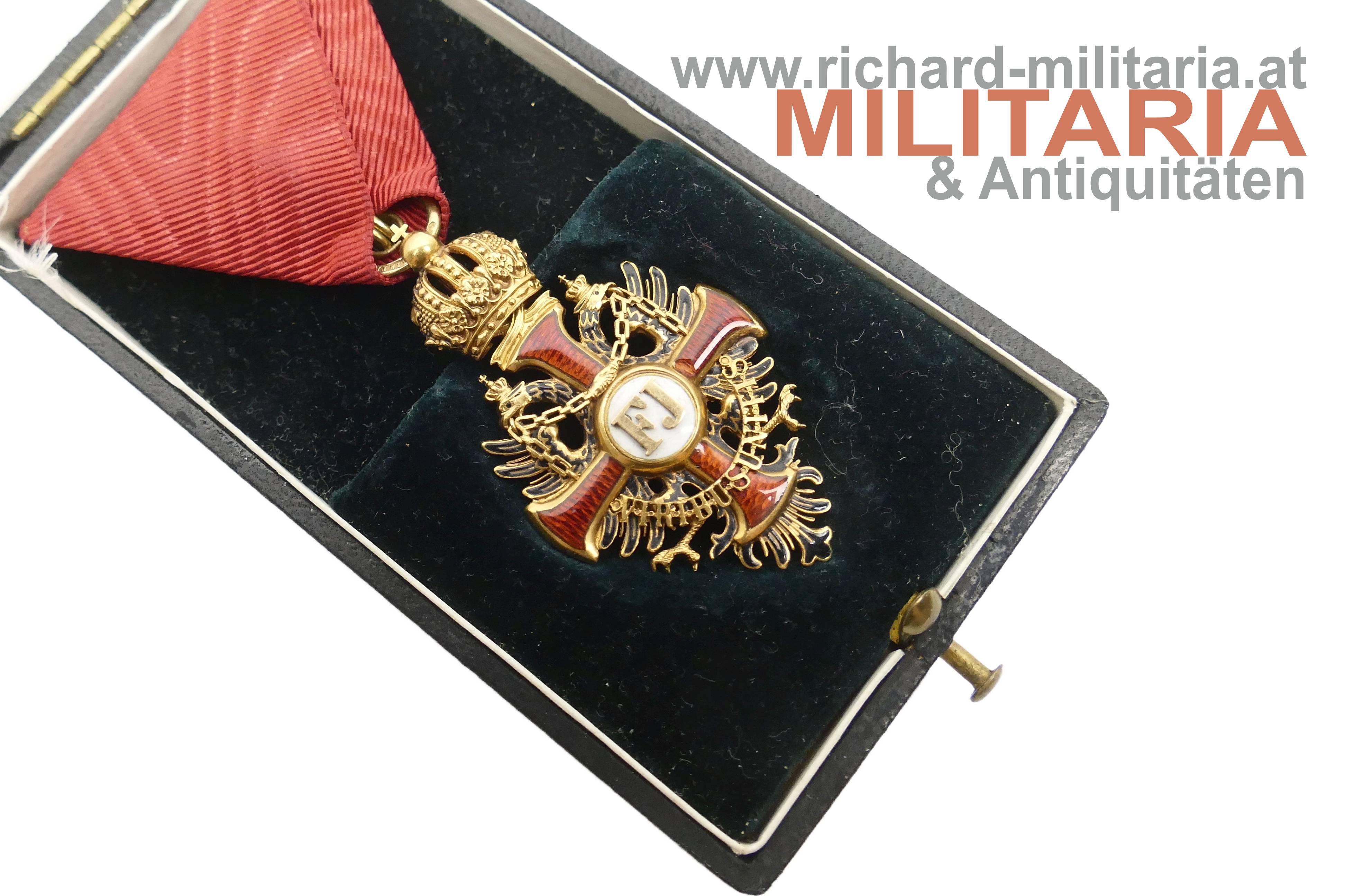 k.u.k. Franz Joseph Orden Ritterkreuz im Etui - GOLD