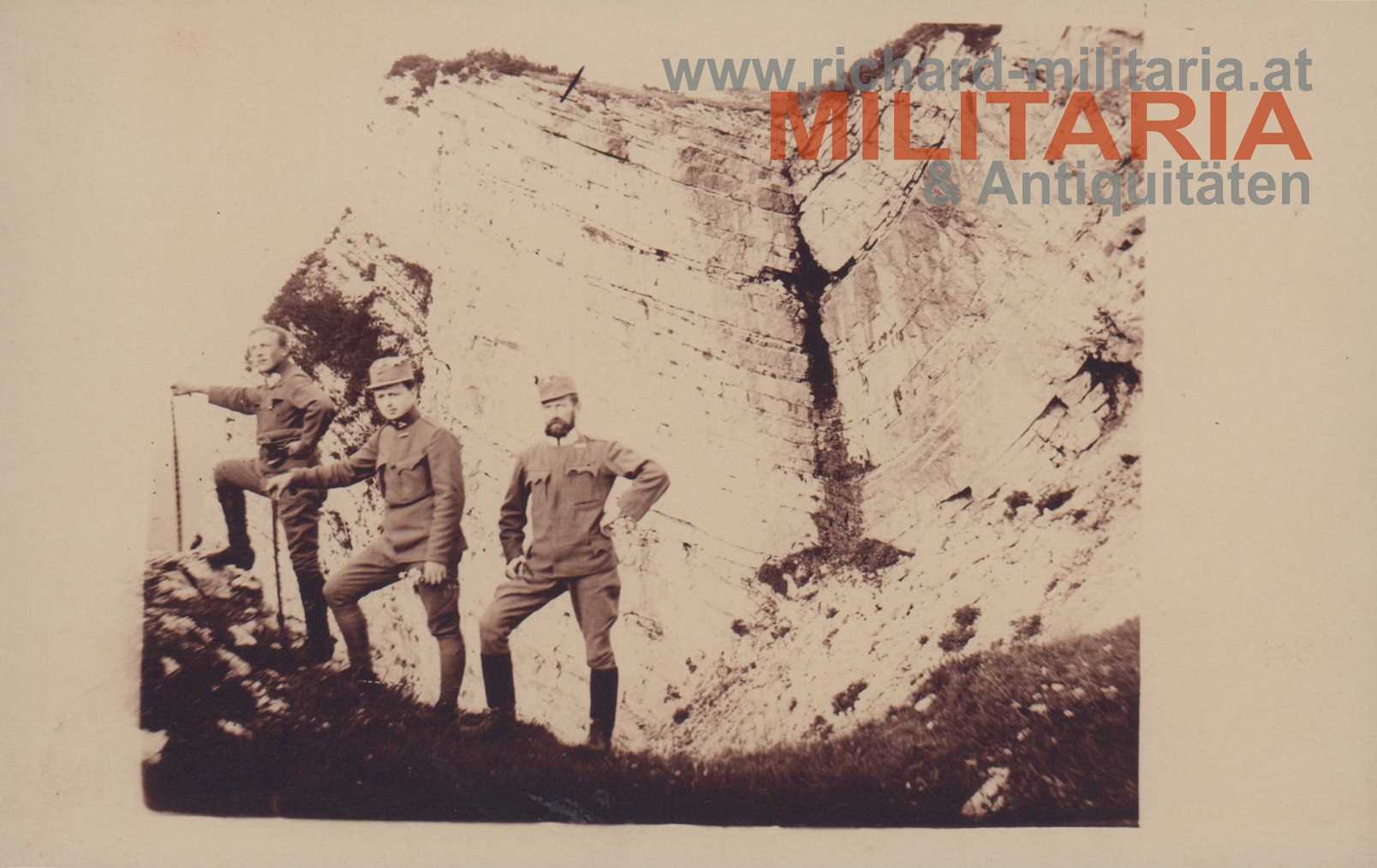 k.u.k. Foto - 3 Offiziere im Hochgebirge