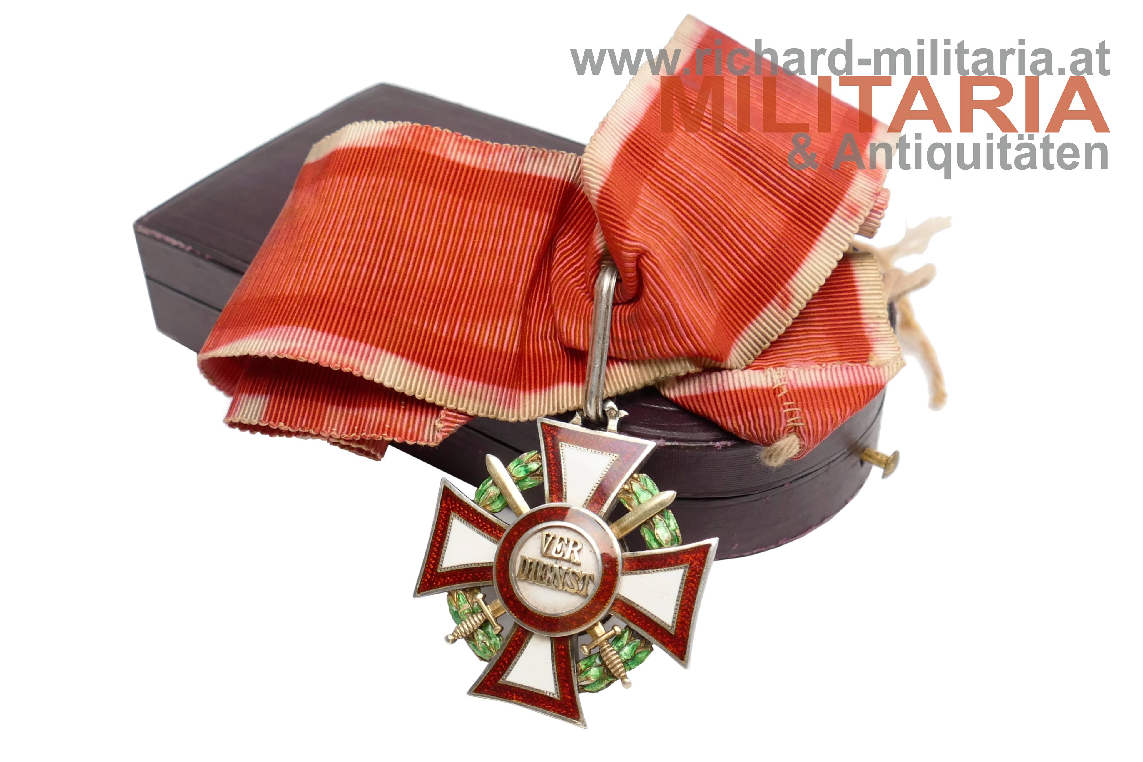 k.u.k. Militärverdienstkreuz 2. Klasse mit KD & Schwerter im Etui