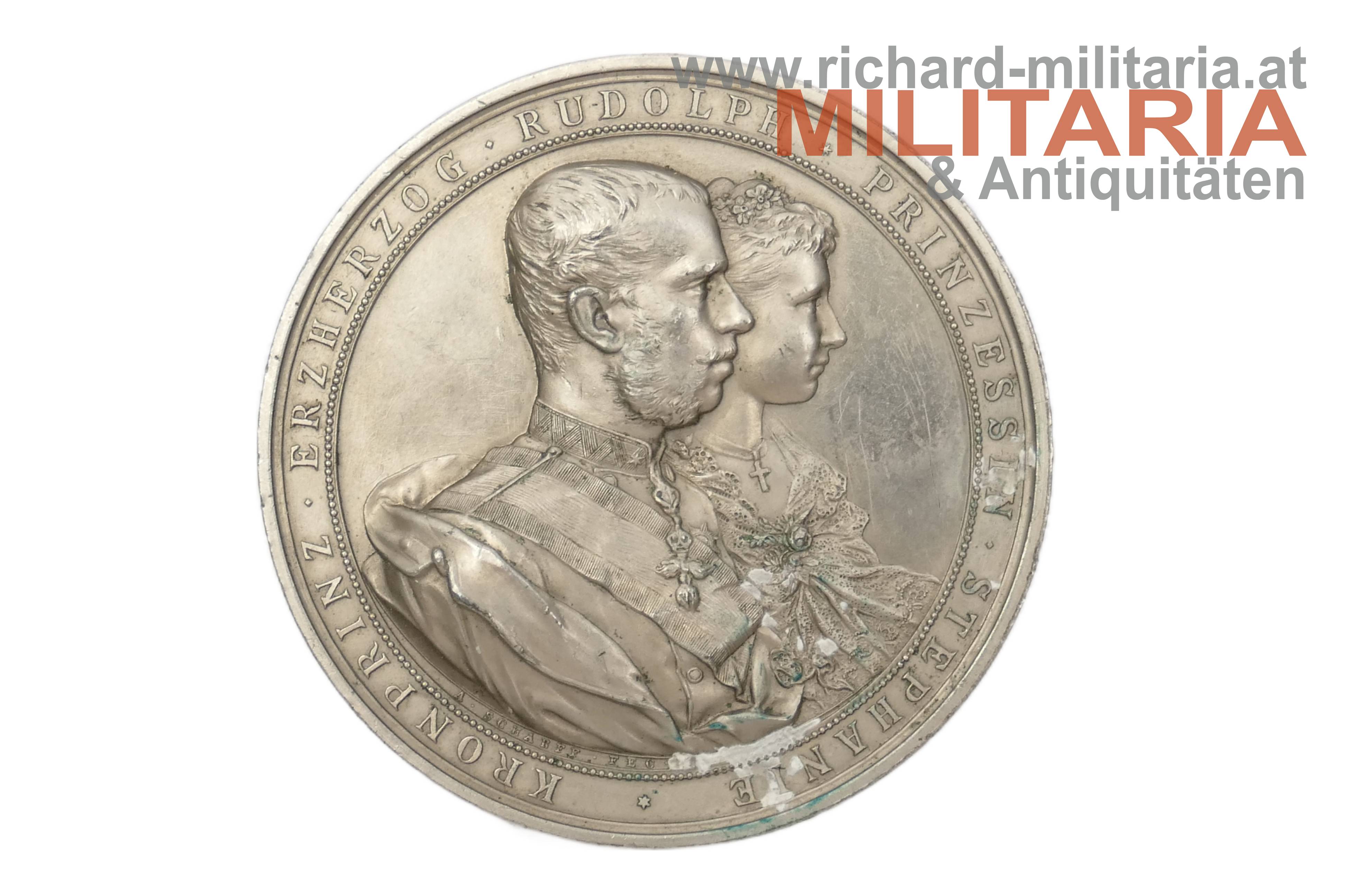 k.u.k. Bronzemedaille im Etui - Vermählung Kronprinz Rudolph mit Prinzessin Stephanie